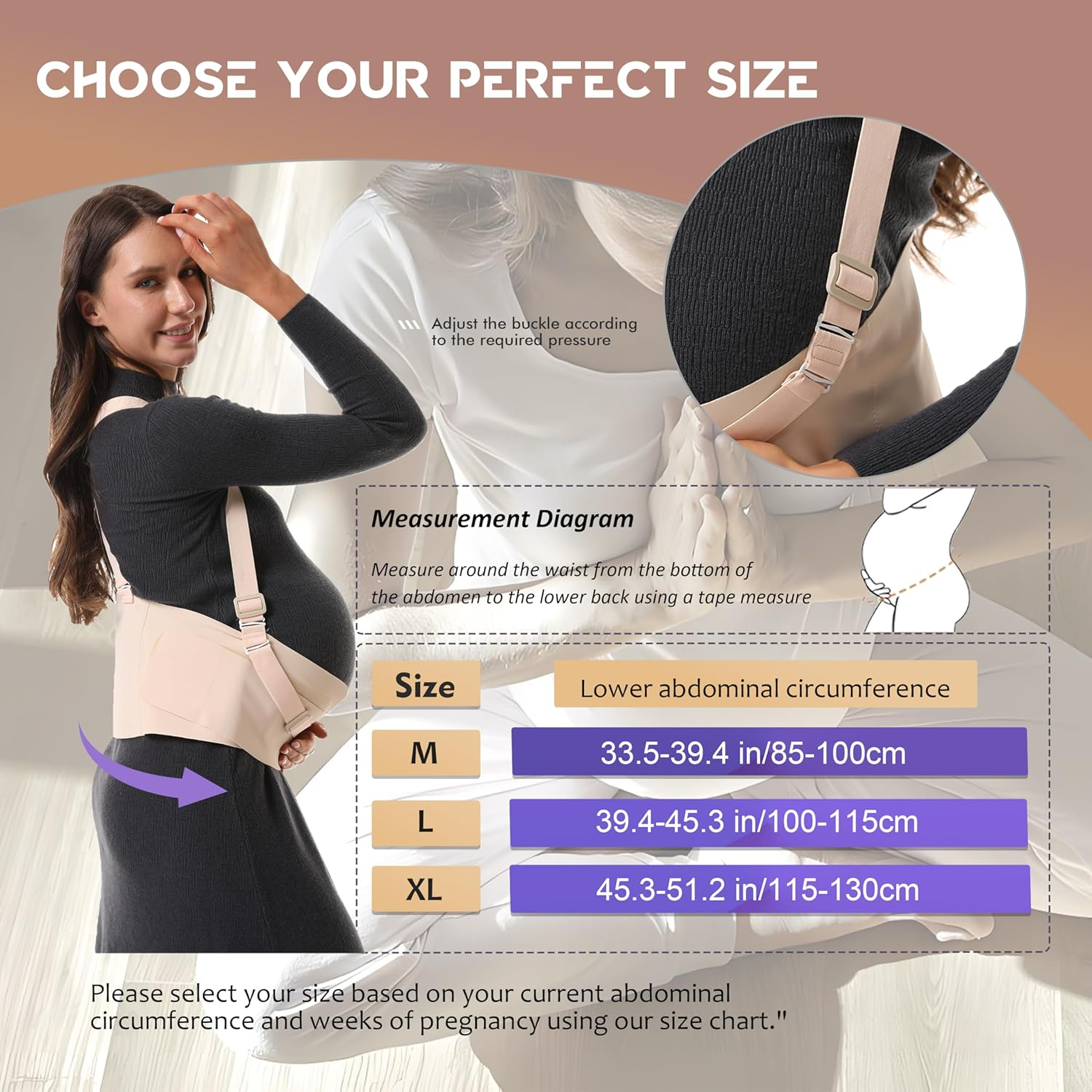 2-In-1 Convertible Maternity Support Belt with Detachable Strap - Adjustable Pregnancy Belly Band for Back, Hip, Pelvic Pain, Invisible Belly Bands for Pregnant Women image number 3