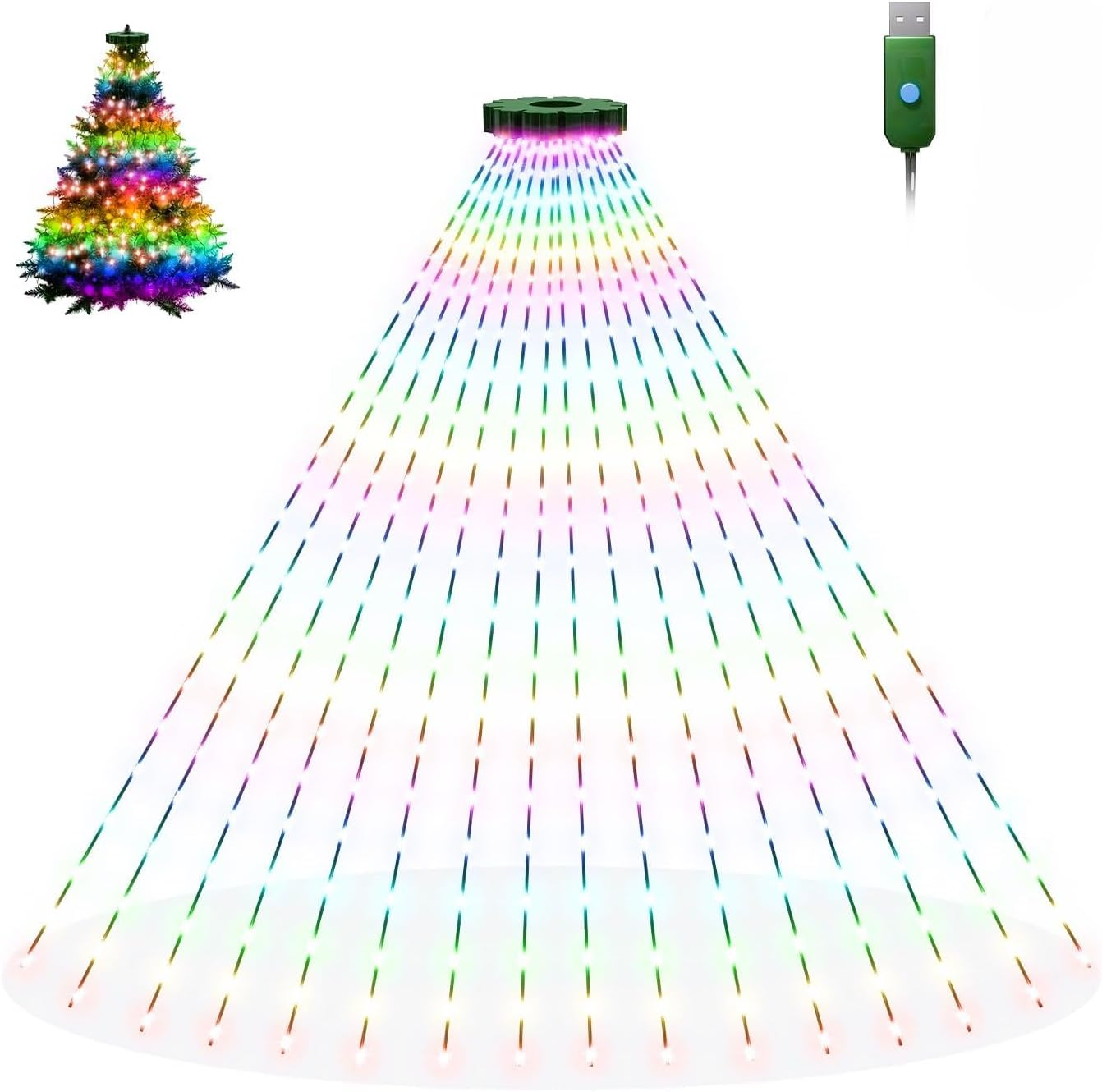 Christmas Lights for Tree, 400 Leds Christmas Tree Lights Indoor with Memory Function & 8 Modes, 2M X 20 Lines Fairy Lights for Christmas Tree Decorations (Warm White)