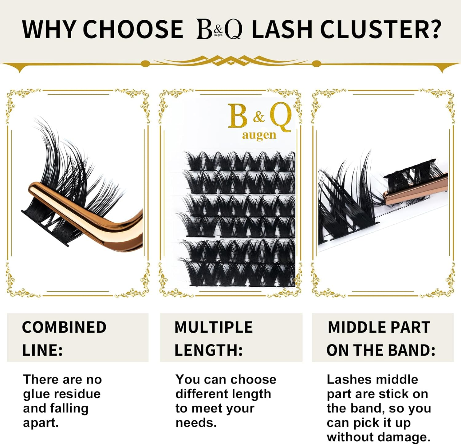 B&Qaugen Lash Clusters D Curl 10 Mm DIY Eyelash Extensions 72 Clusters Lashes C D Curl B&Q LASH Fluffy Individual Lashes Eyelash Clusters Extensions Individual Lashes Cluster DIY at Home (B17-D-10Mm) image number 3