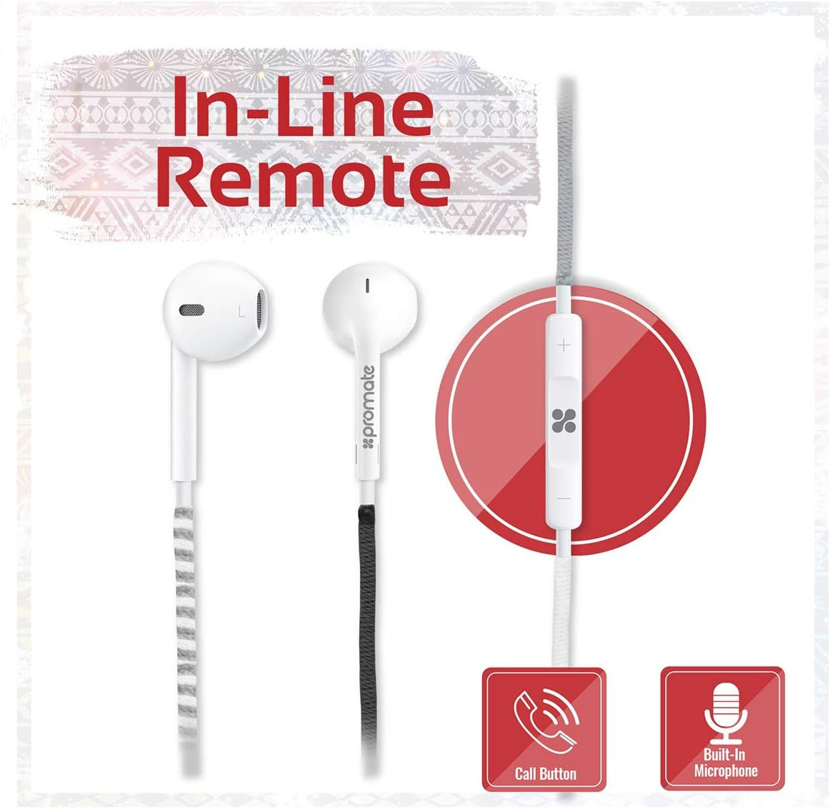 Promate Ergonomic Stereo In-Ear Earbuds Hands Free Calling with Built-In Mic Black Tribe Black image number 6