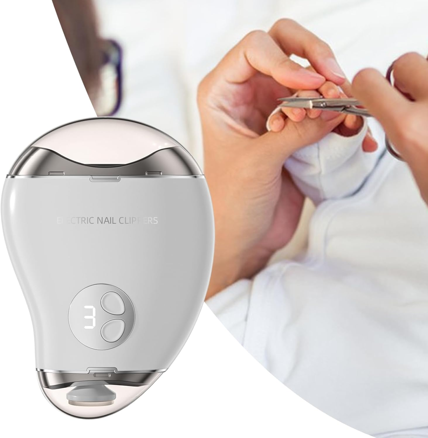 Electric Nail Trimmer, Double-Headed Toe Nail Cutter with 3-Speed Display, Rechargeable Trimmer and Polishe, Safe Mango Shape Design for Thick Nails for Adults and Kids,Gentle Nails Grinder for Senior - Black image number 7