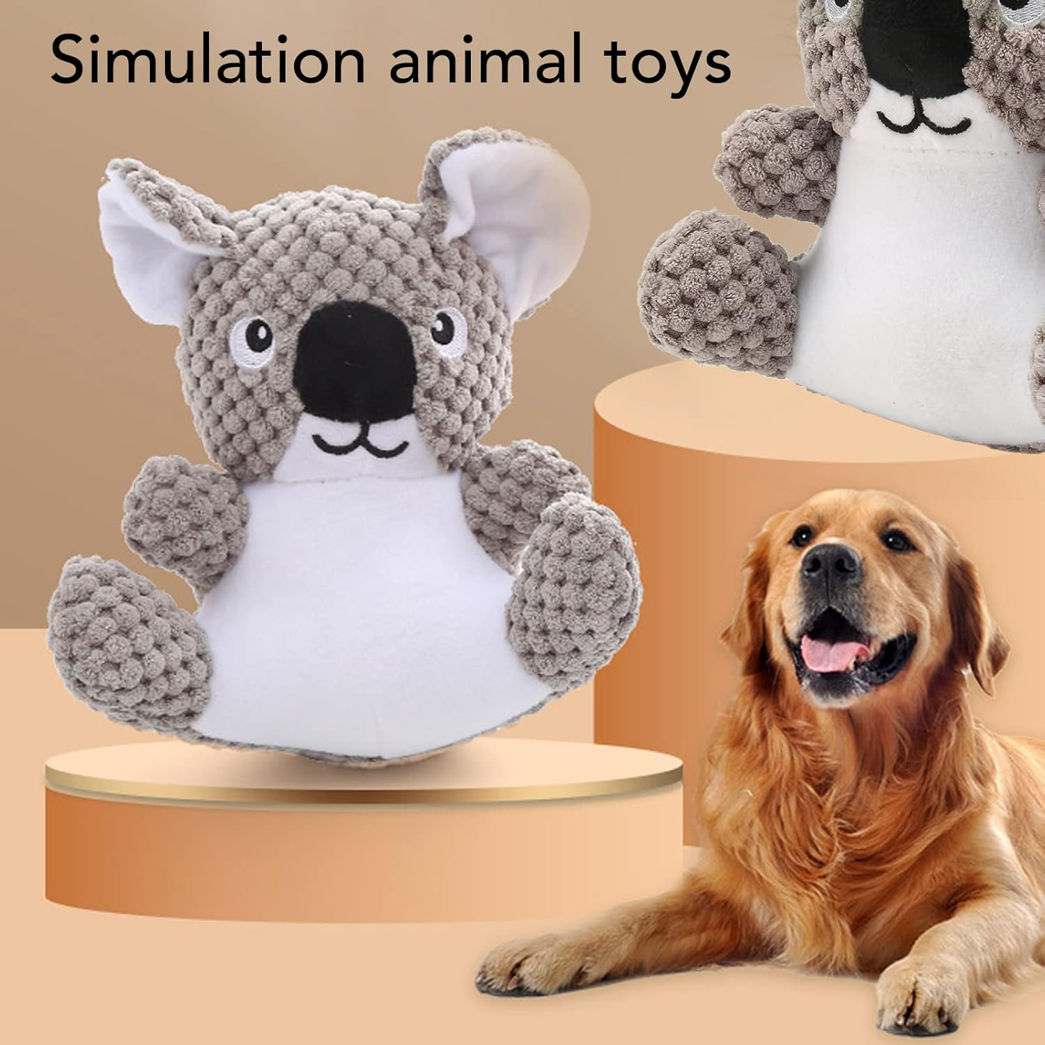 Dog Squeaky Plush Toy, Simulation Koala Shape Bite Resistant Washable Stuffed Pet Toy for Small Medium Dogs