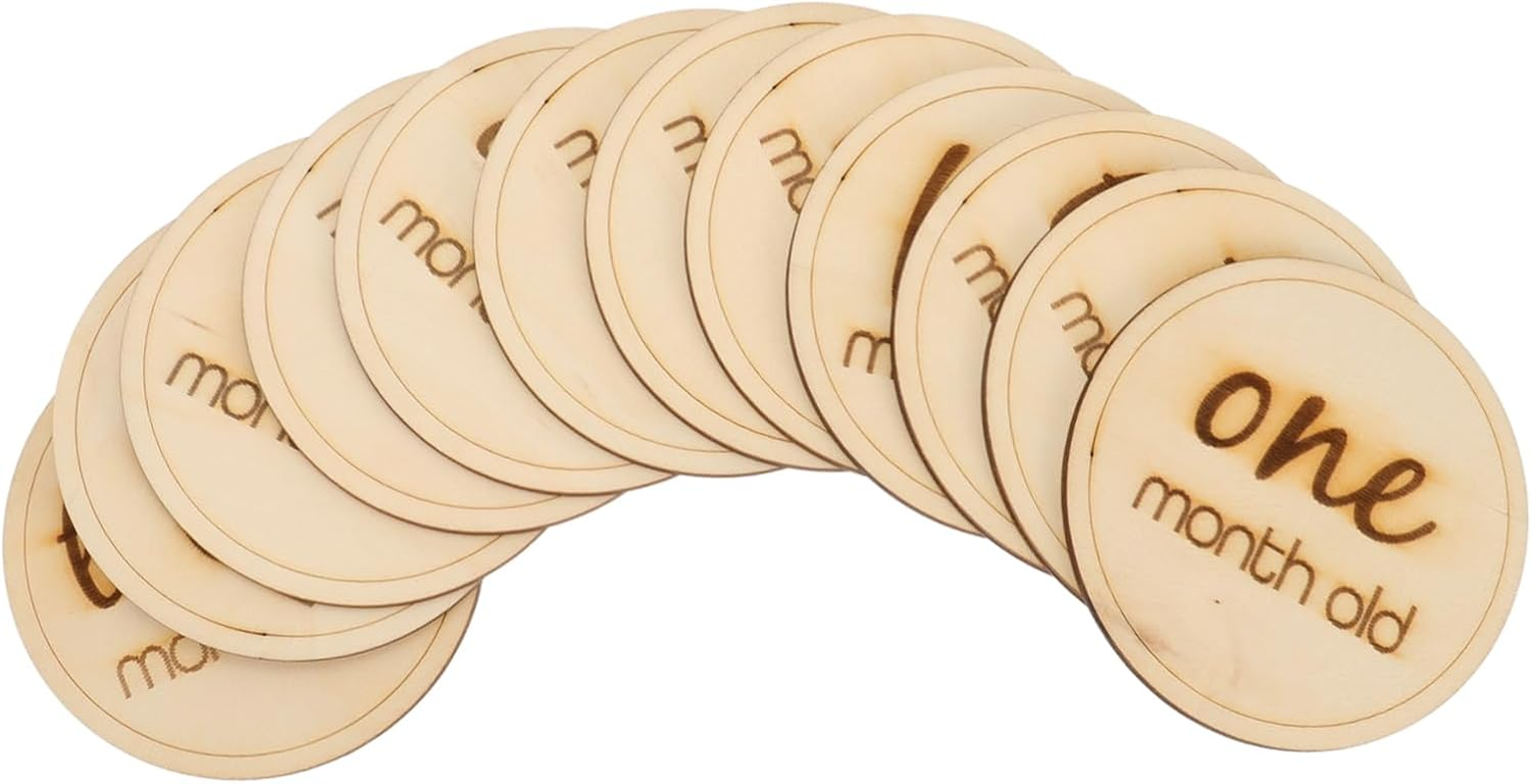 BESPORTBLE 12Pcs Wooden Milestone Cards Set Newborn Photography Props for Monthly Growth Tracking Memory Keepsake for Showers and Special Moments image number 5