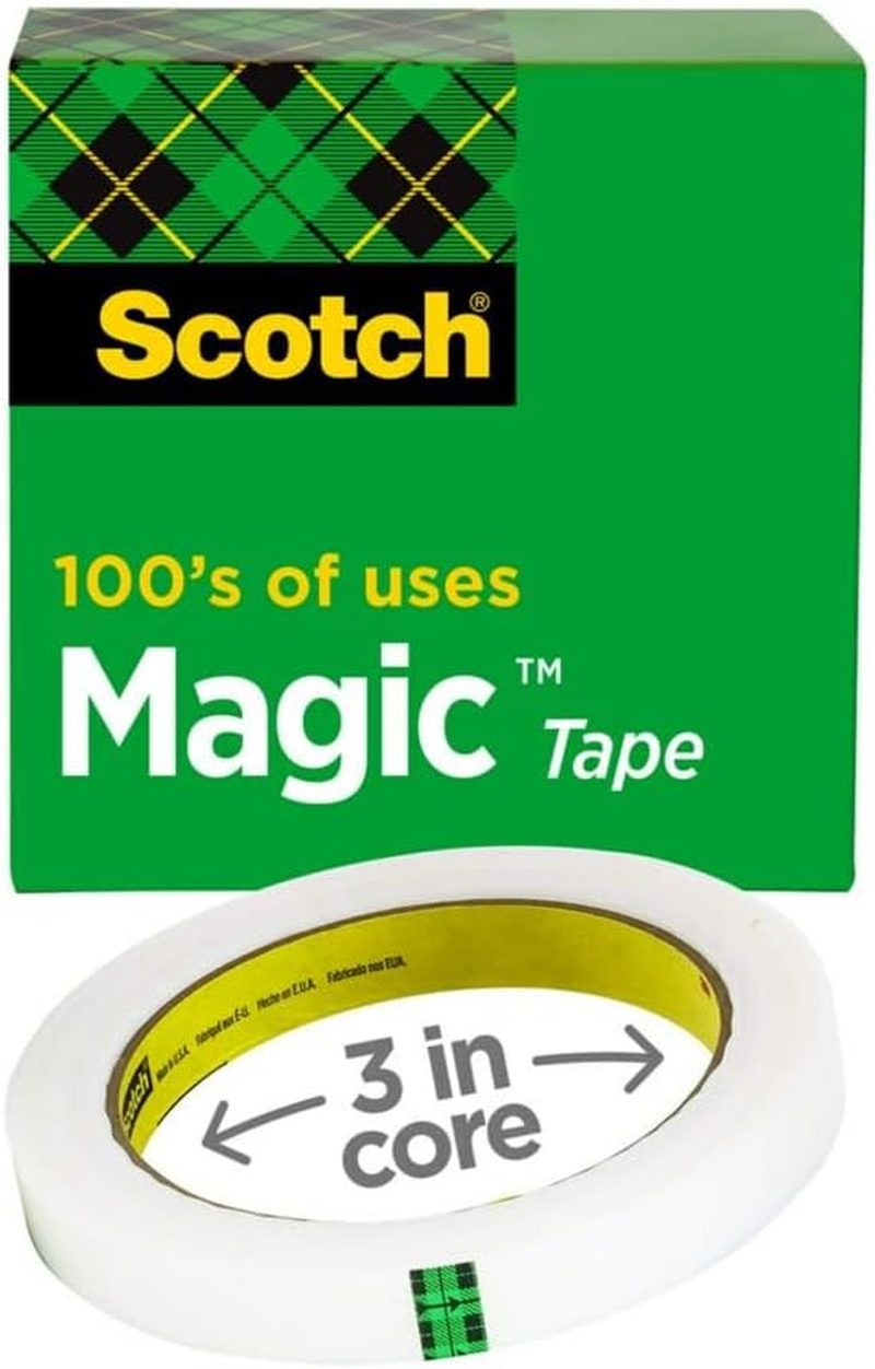 Scotch Magic Tape, Invisible, Repair Christmas Cards and Use as Wrap Supplies for Christmas, 4 Tape Rolls - Pack Of 1