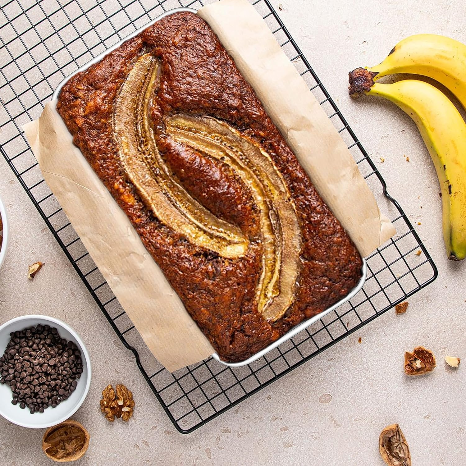 Herogo Loaf Tin, 2Lb Stainless Steel Bread Tin for Baking Set of 2, Rectangular Metal Banana Bread Tin for Toast, Bread, Cake, Lasagna, Healthy & Non-Toxic, Oven & Dishwasher Safe, 23.5X12.5 Cm