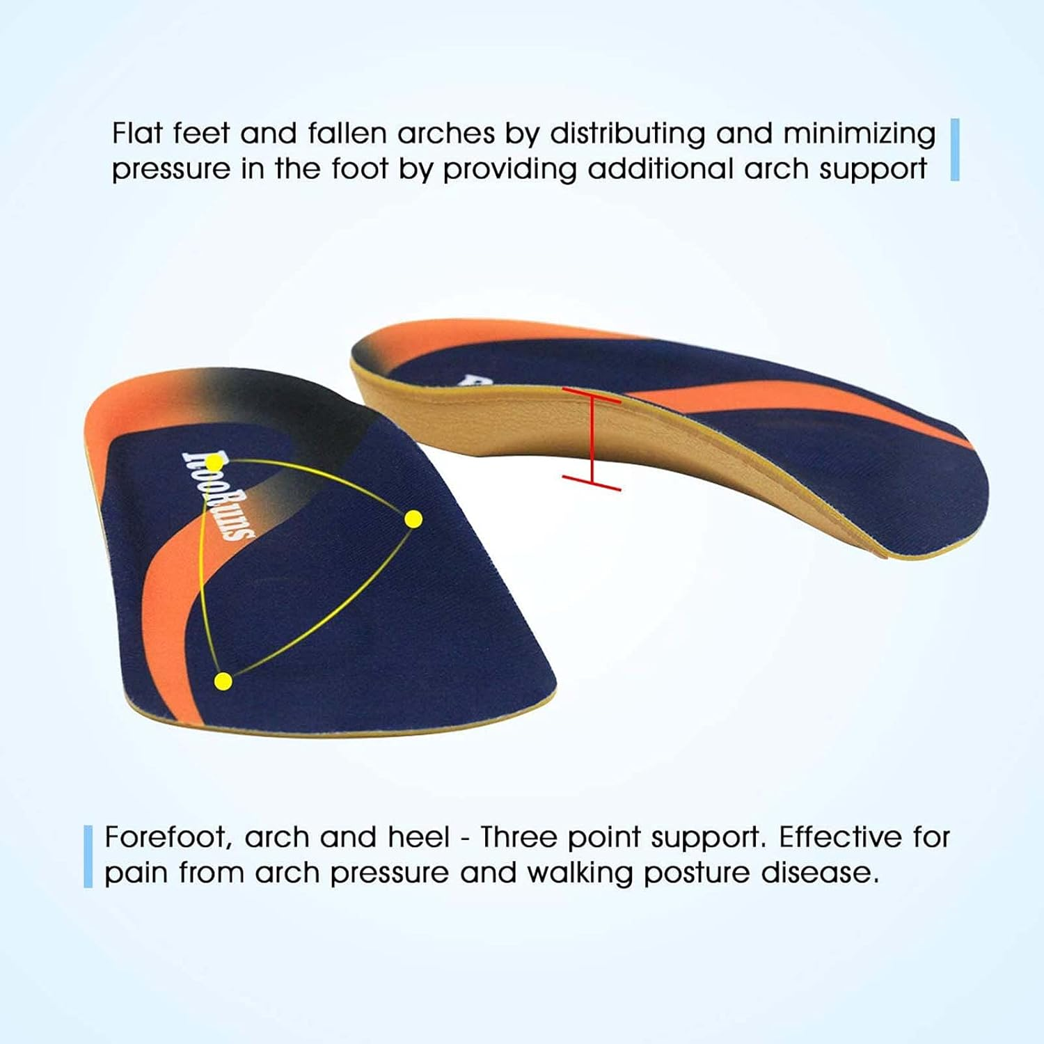 Orthotic Inserts 3/4, Plantar Fasciitis Support Shoe Insoles for Flat Feet Heel Spur, Metatarsal Pads Heel Cushion Arch Supports for Women and Men, L image number 6
