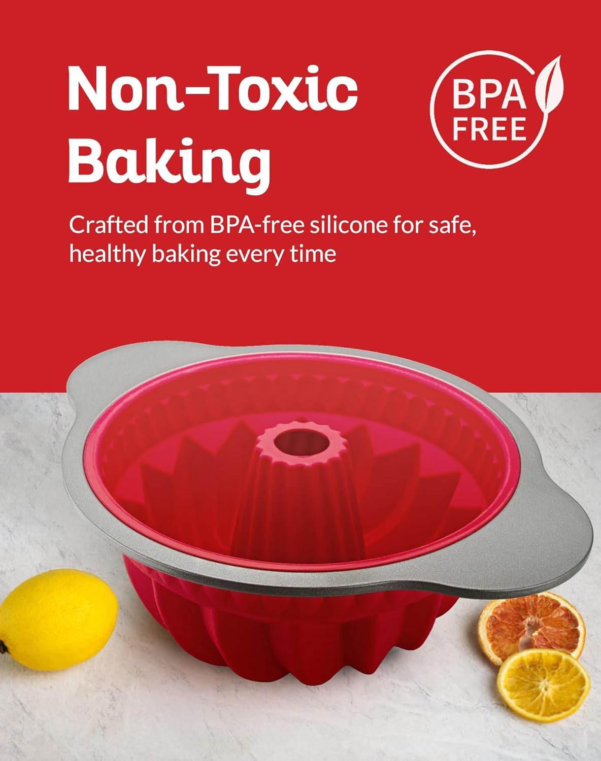 Boxiki Kitchen Premium Non-Stick Silicone Fluted Ring Cake Tin &ndash; Heavy-Duty Steel Frame, BPA & PFOA Free &ndash; Durable Cake Tin for Baking &ndash; No Warping, No Shape Loss image number 4