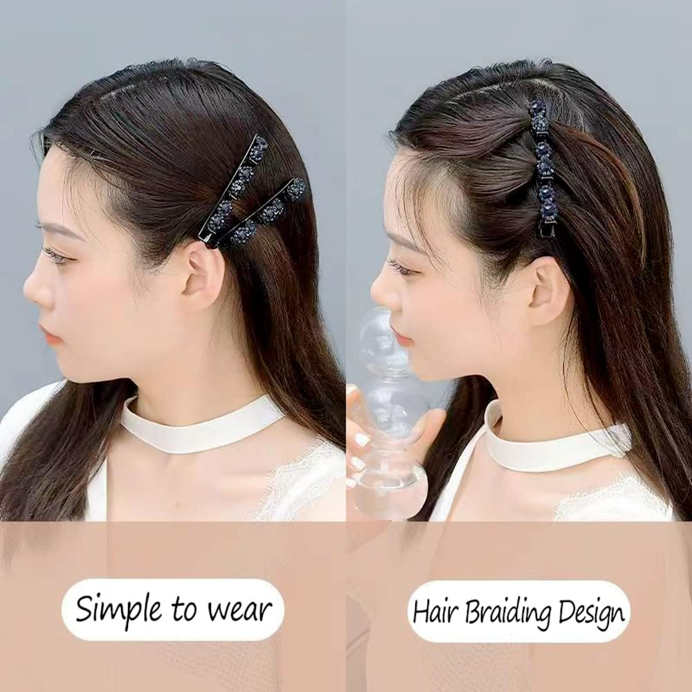 Yusier 6PCS Sparkly Rhinestone Braided Hair Clips Small Flower Hair Accessories Hair Design for Girls and Women Braided Duckbill Hair Clip with Crystal image number 4