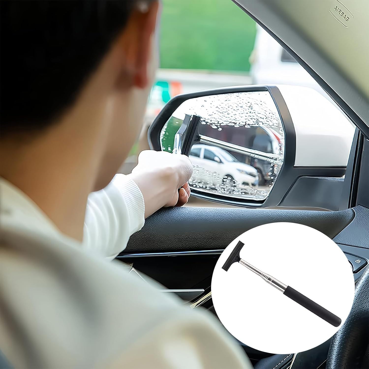 Window Squeegee, Car Window Scraper, Wing Mirror Squeegee, Car Windscreen Squeegee, Side Mirror Squeegee, Wing Mirror Wiper, Portable Vehicle Interior Exterior Accessories for Rainy Foggy Weather image number 1