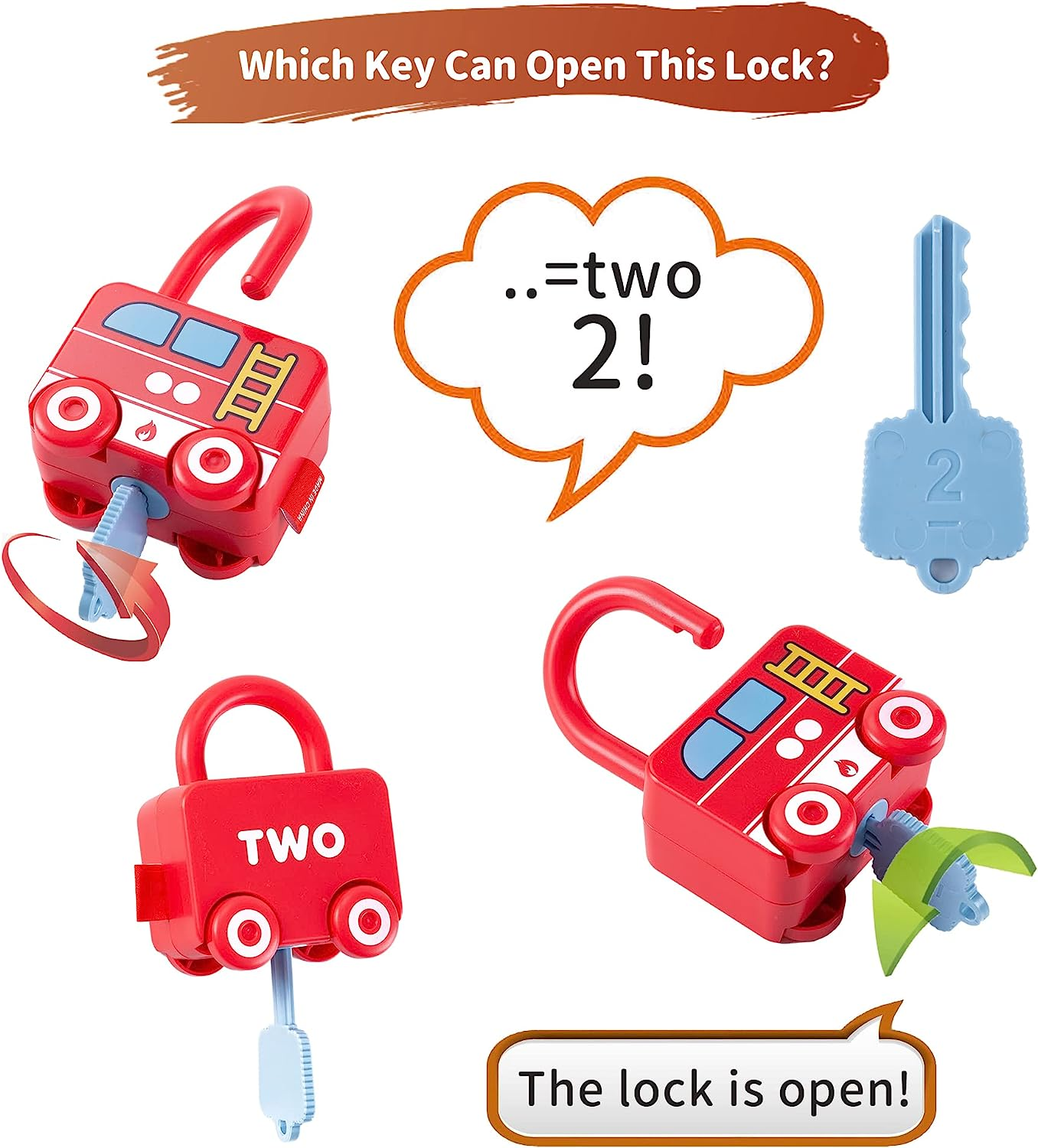 Montessori Educational Learning Toys, Preschool Learning Activities Lock and Key Toy, Sensory Toy Matching & Sorting Toys Early with Number for Toddlers Boys Girls 3 4 5 6 Years Old