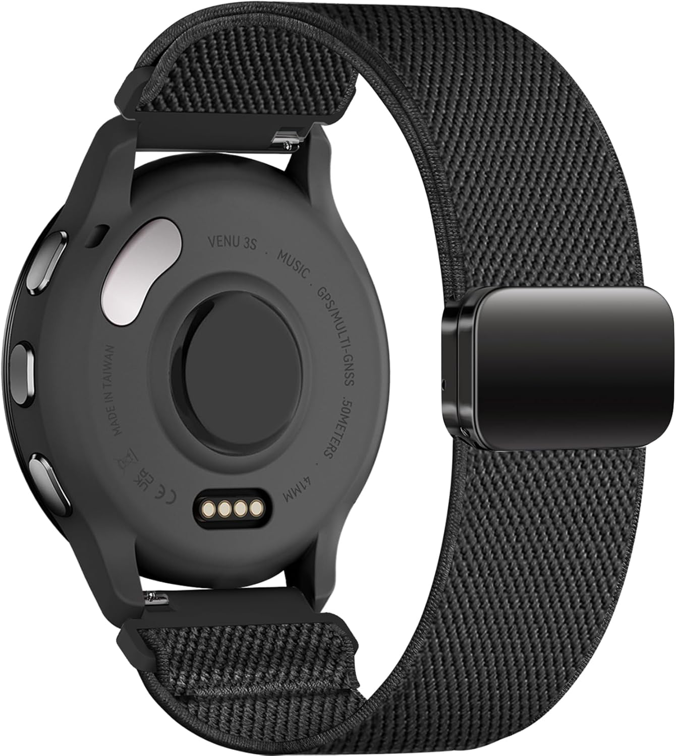 Everact 22Mm Nylon Magnetic Watch Band Compatible with Garmin Venu 3 45Mm/Venu 2/Vivoactive 4/Forerunner 265/255/255 Music,Loop Magnetic Easy Buckle Adjustable Elastic Strap Replacement for Women Men