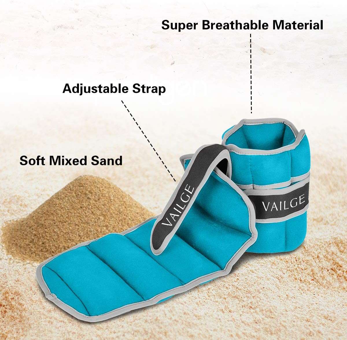 Ankle Weights Adjustable Leg Weights for Fitness Jogging Walking Exercise, Ankle Weights Women Men 0.5KG - 3KG, Black Grey Pink Blue Purple Wrist and Ankle Weights image number 3