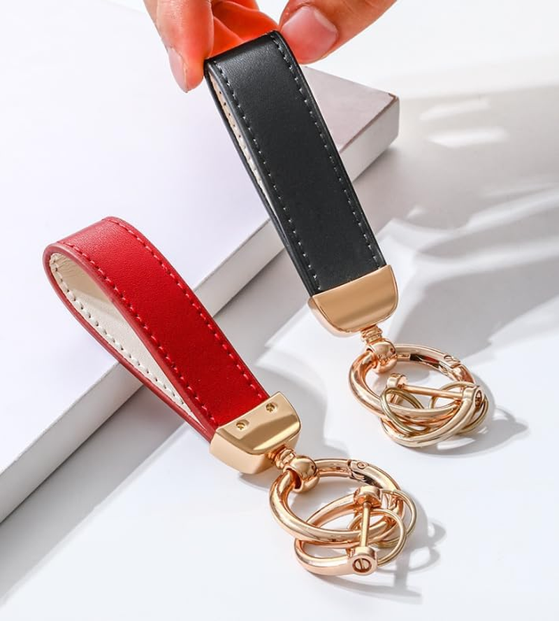 Car Keychain Microfiber Leather Key Chain for Men Women,Universal Car Accessories for Keys Fobs 360 Degree Rotatable with Anti-Lost D-Ring 2 Key Ring and 1 Mini Screwdriver image number 6