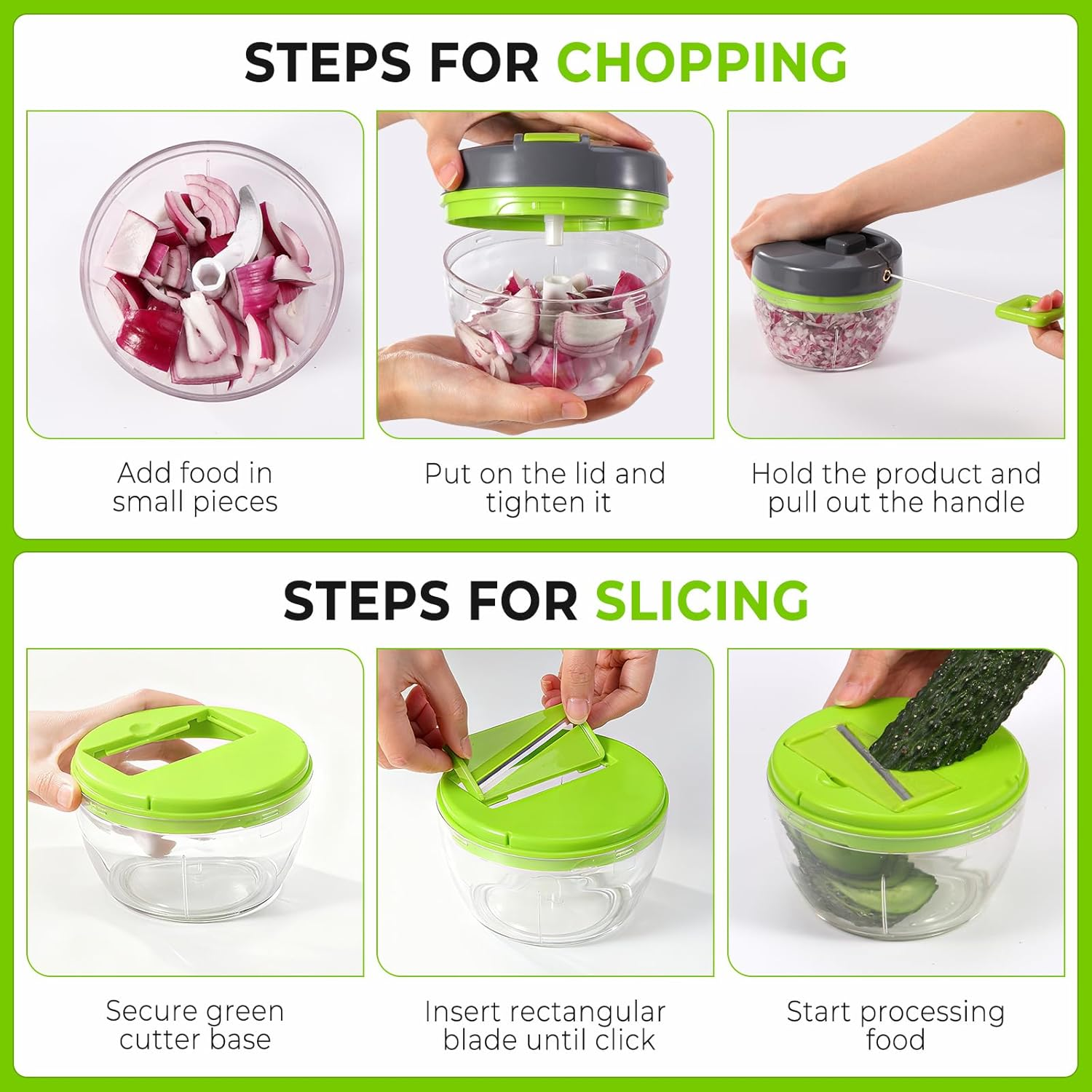 Diboniur Manual Mini Chopper 520Ml Onion Slicer image number 1
