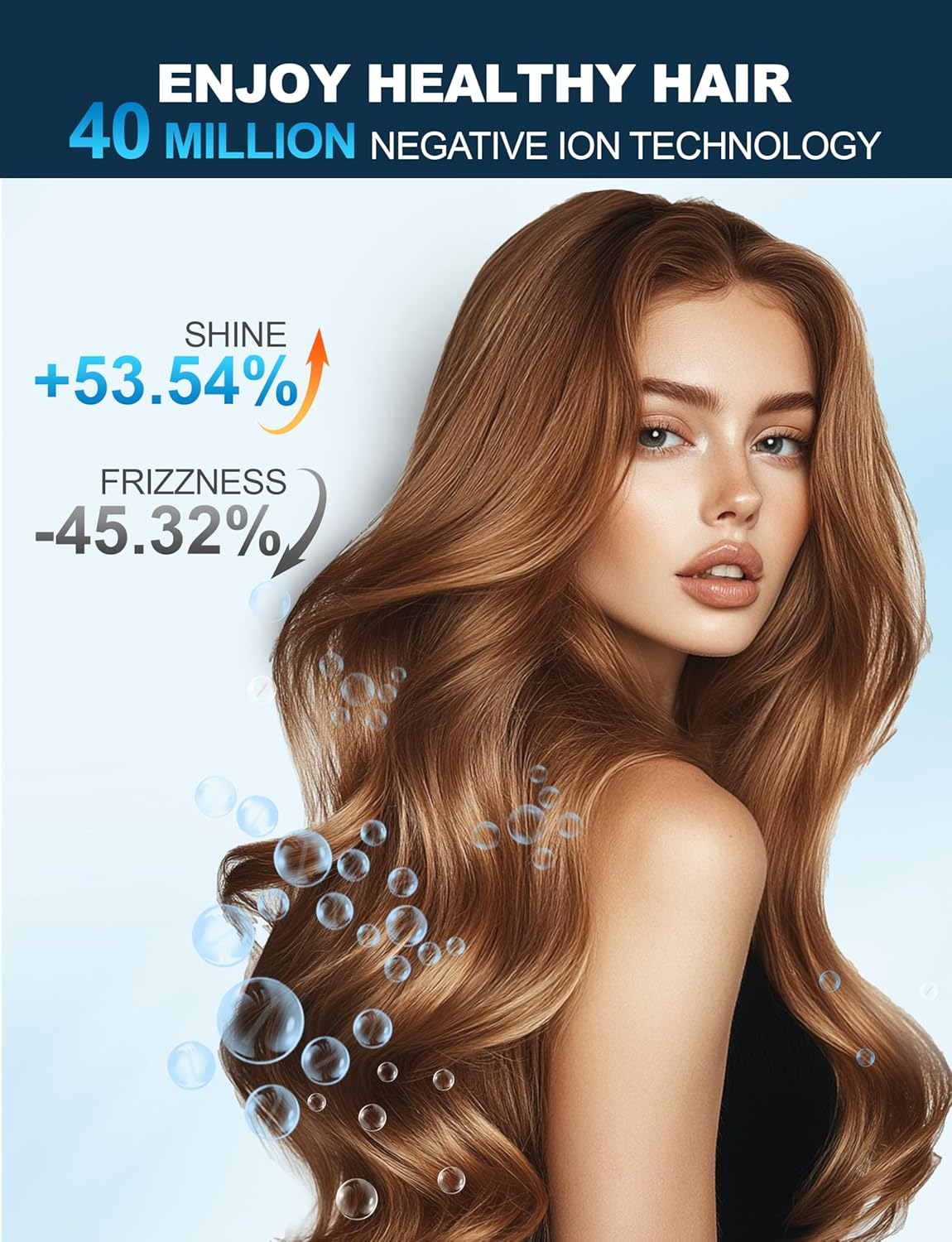 Professional Hair Dryer 2400W Ionic Hairdryer AC Motor 40 Million Negative Ions with 1 Diffuser & 1 Nozzle Accessories, Overheating Protection 2 Speeds 3 Heat Settings for Women Men Home Salon image number 6