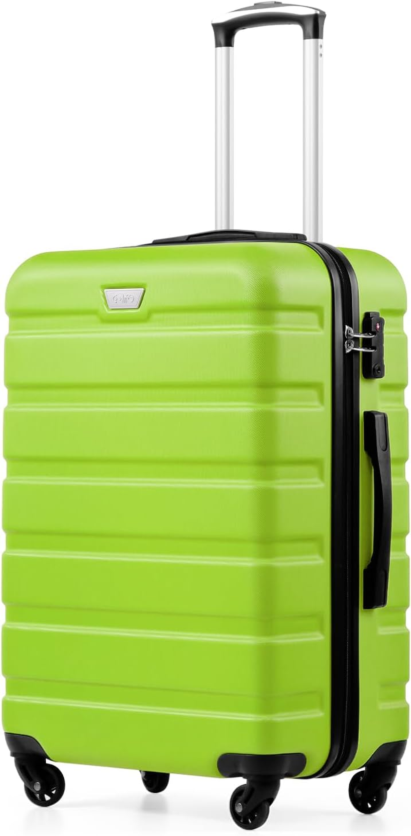 COOLIFE Luggage ABS+PC Lightweight Hard Shell Carry on Suitcase with TSA Lock and 4 Durable Spinner Wheels, White/Brown, 24 Inch