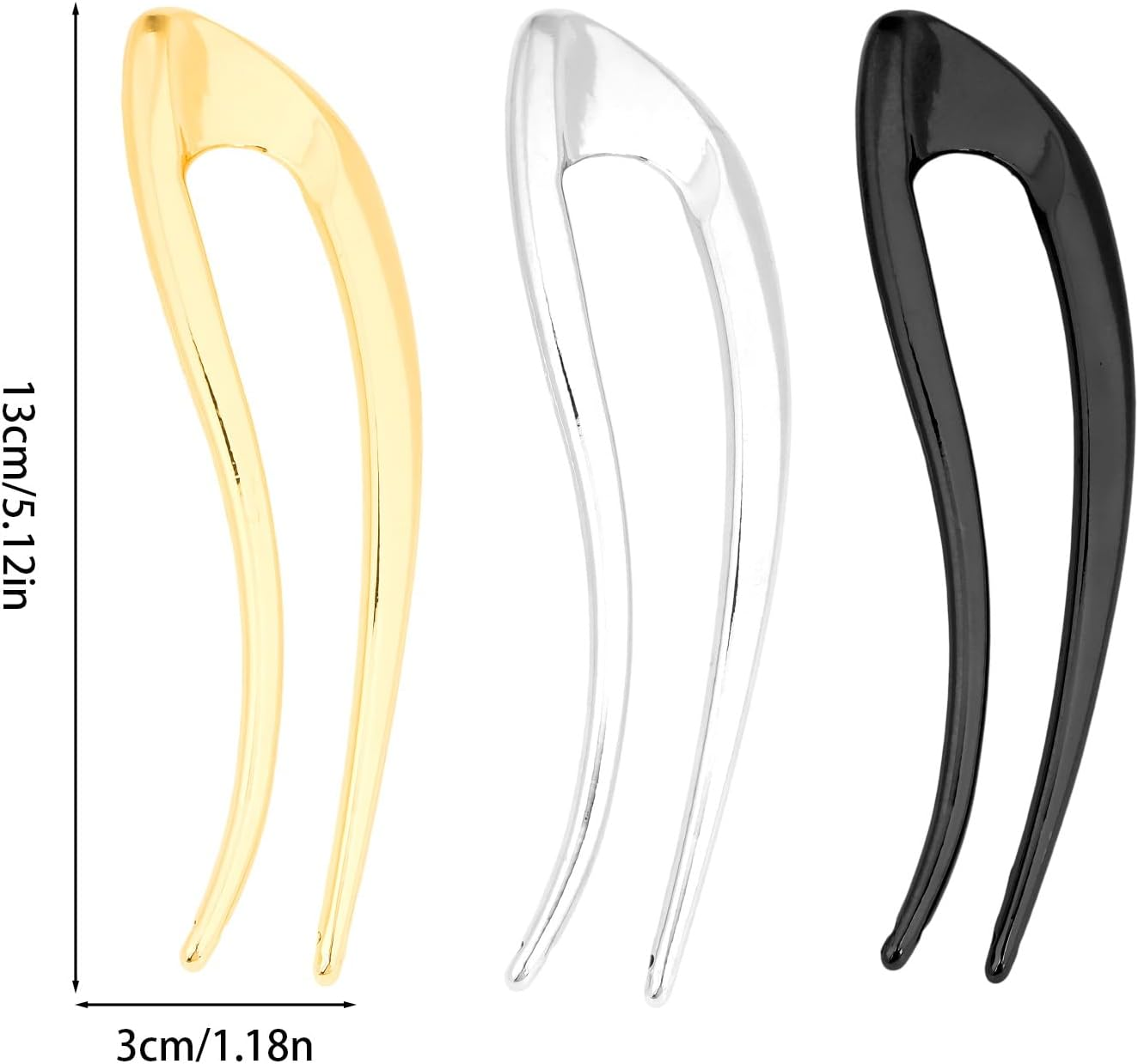 Srotmirw Alloy Hair Pins, Pack of 3 U-Shaped French Pin in Hair Accessories for Women and Girls in Daily Clothing image number 5