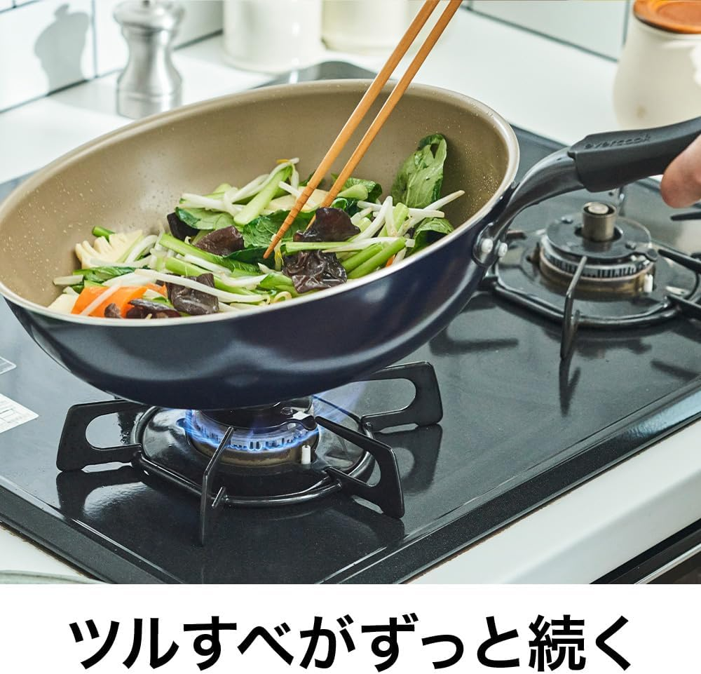 Evercook Frying Pan Set, 2-Piece Set, Gas Fire, Lightweight, Non-Stick Frying Pan, PFOA Free, Navy, Doshisha image number 6