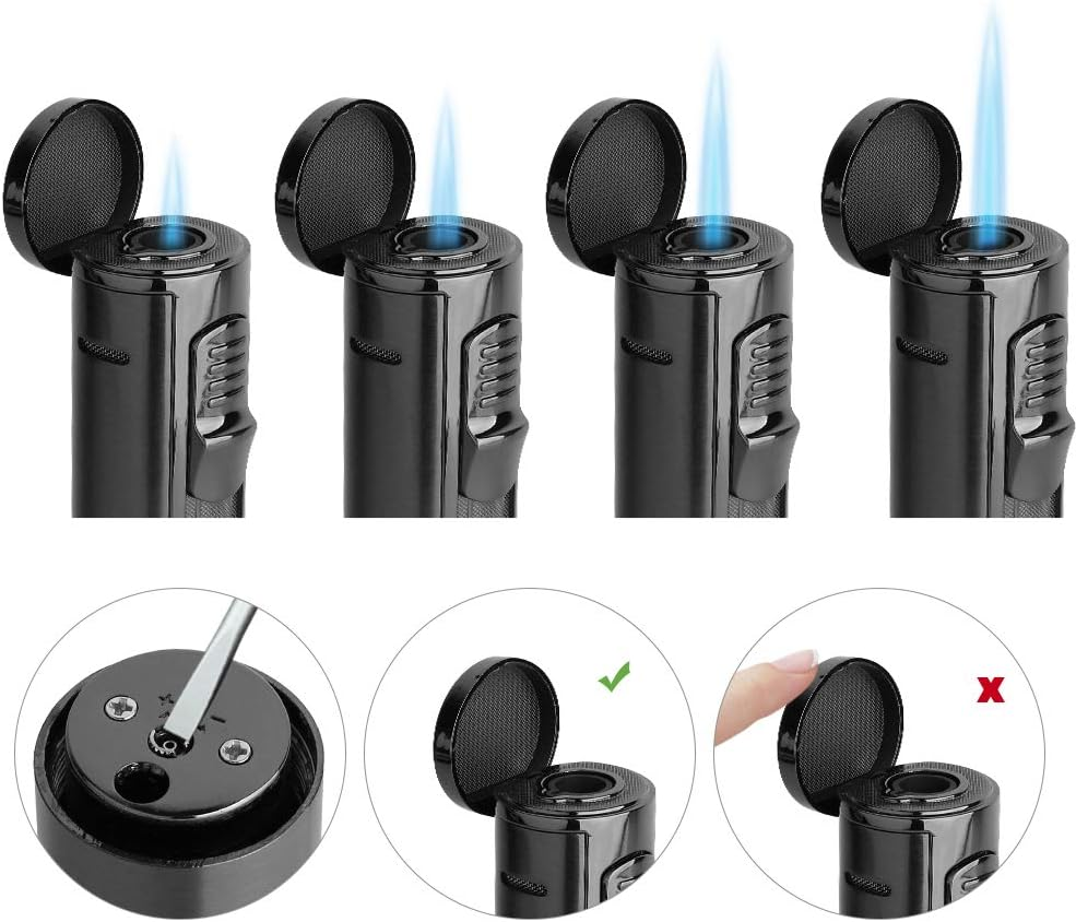 PIPITA Torch Lighter with Holder & Needle,Windproof Single Jet Torch Butane Gas Lighter Refillable Torch Lighters with Punch(Without Gas) image number 4