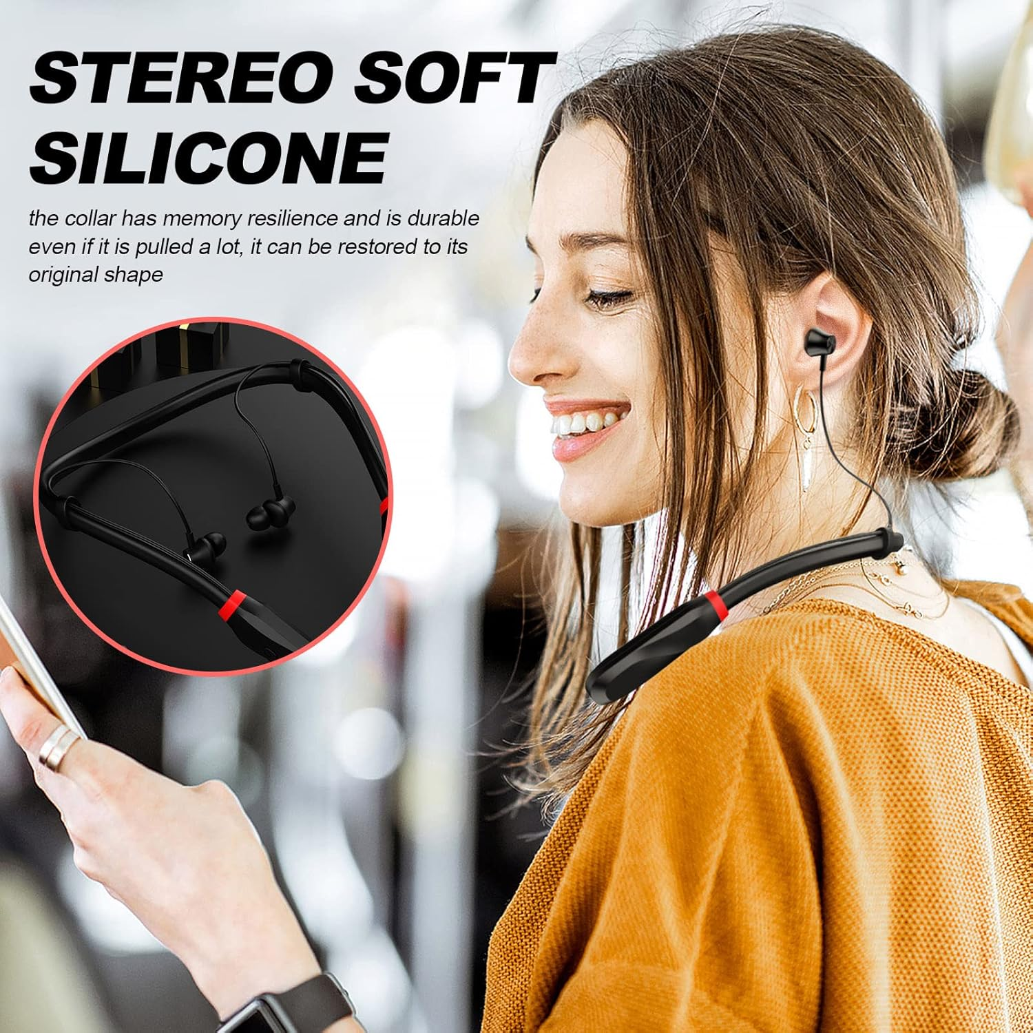 Bluetooth Headphones Neckband, Long Battery Life,100 Hours Playtime,Ipx5 Waterproof, Bluetooth Wireless Sport Headphones,Bluetooth Neckband Running Headset with Microphone image number 1
