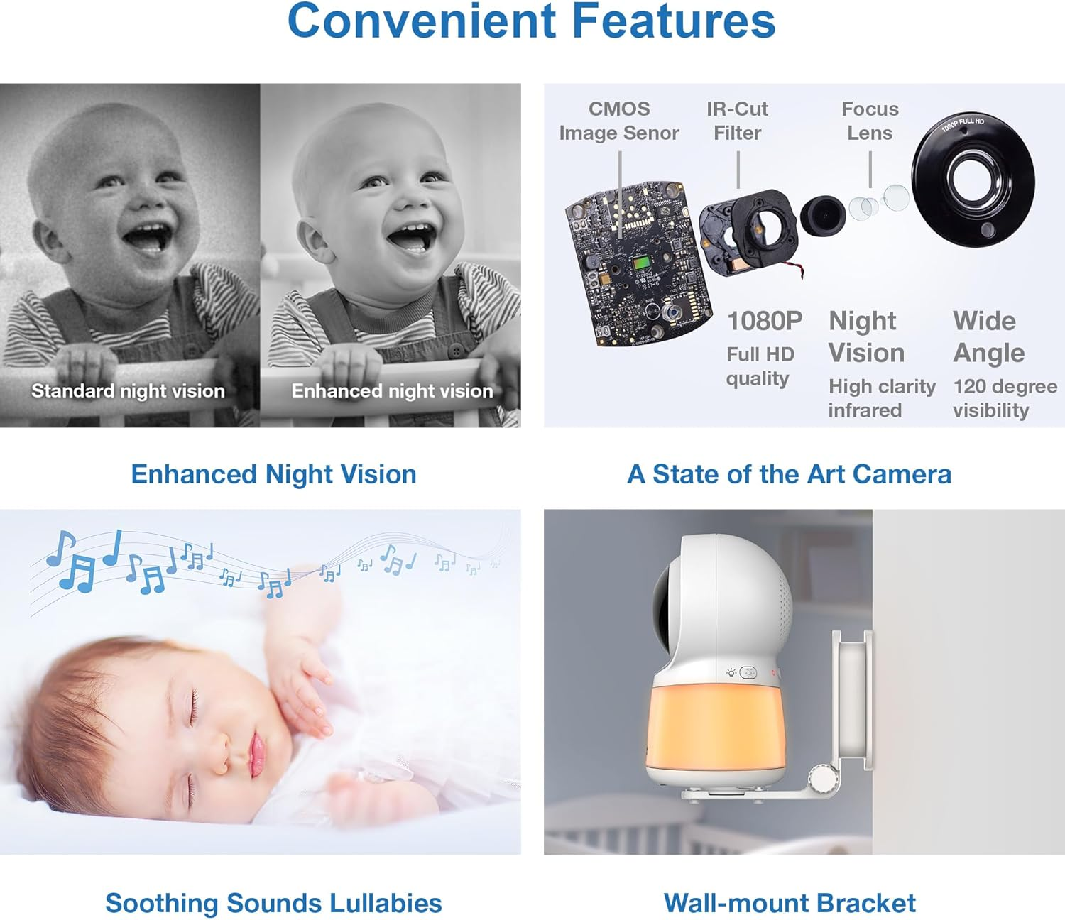 Vtech RM7754HDV2 7&rdquo; 2-Camera Smart HD Video Baby Monitor with Remote Access, Night Light, 2-Way Talk, Soothing Sounds, Temp Sensor & Motion Detection, up to 13 Hours Battery Life image number 4