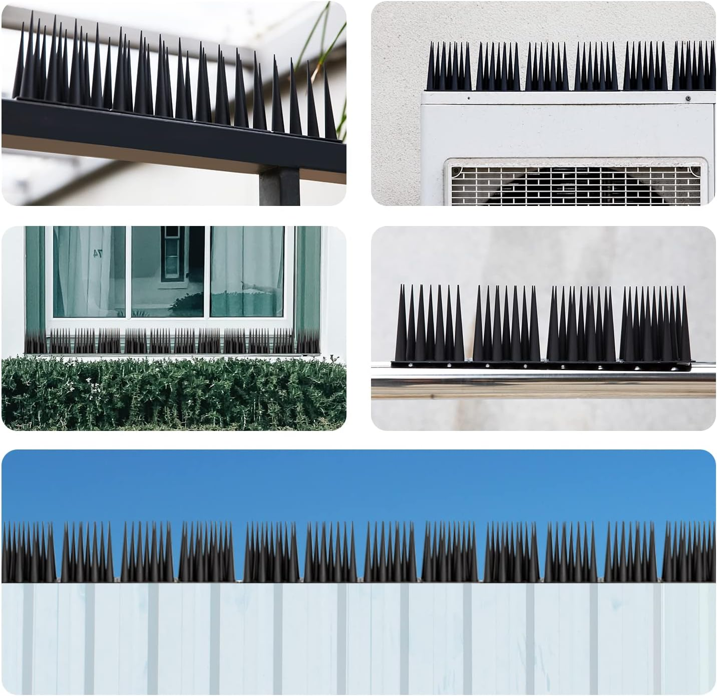 OFFO Bird Spikes 10Cm High for anti Pigeons Spikes to Keep Birds or Animals Away, Fence Spikes of Bird Deterrent Covers 5.68M(18.67 Feet),Black image number 6