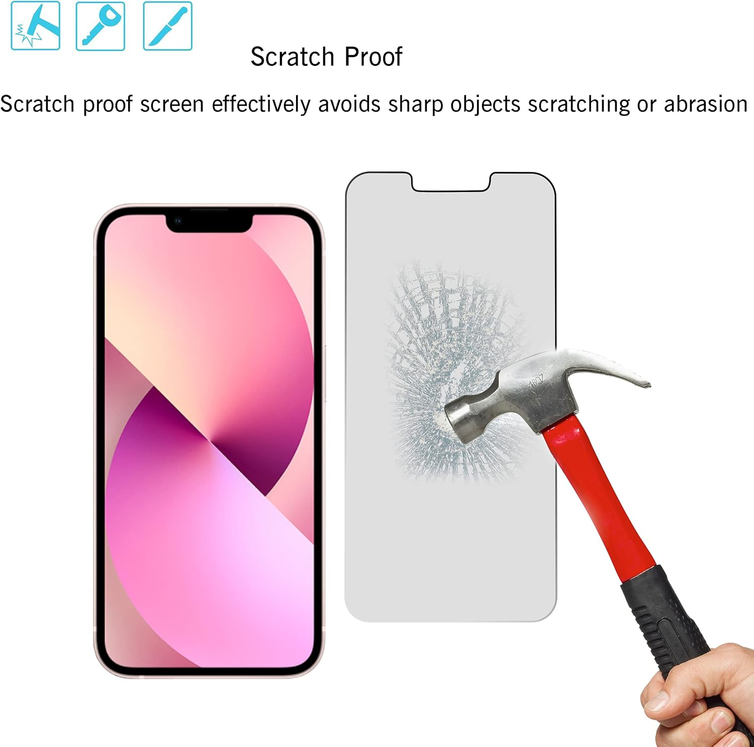 Ailun 2Pack Privacy Screen Protector for Iphone 13 [6.1 Inch] + 2 Pack Camera Lens Protector, anti Spy Private Tempered Glass Film,[9H Hardness] - HD image number 4