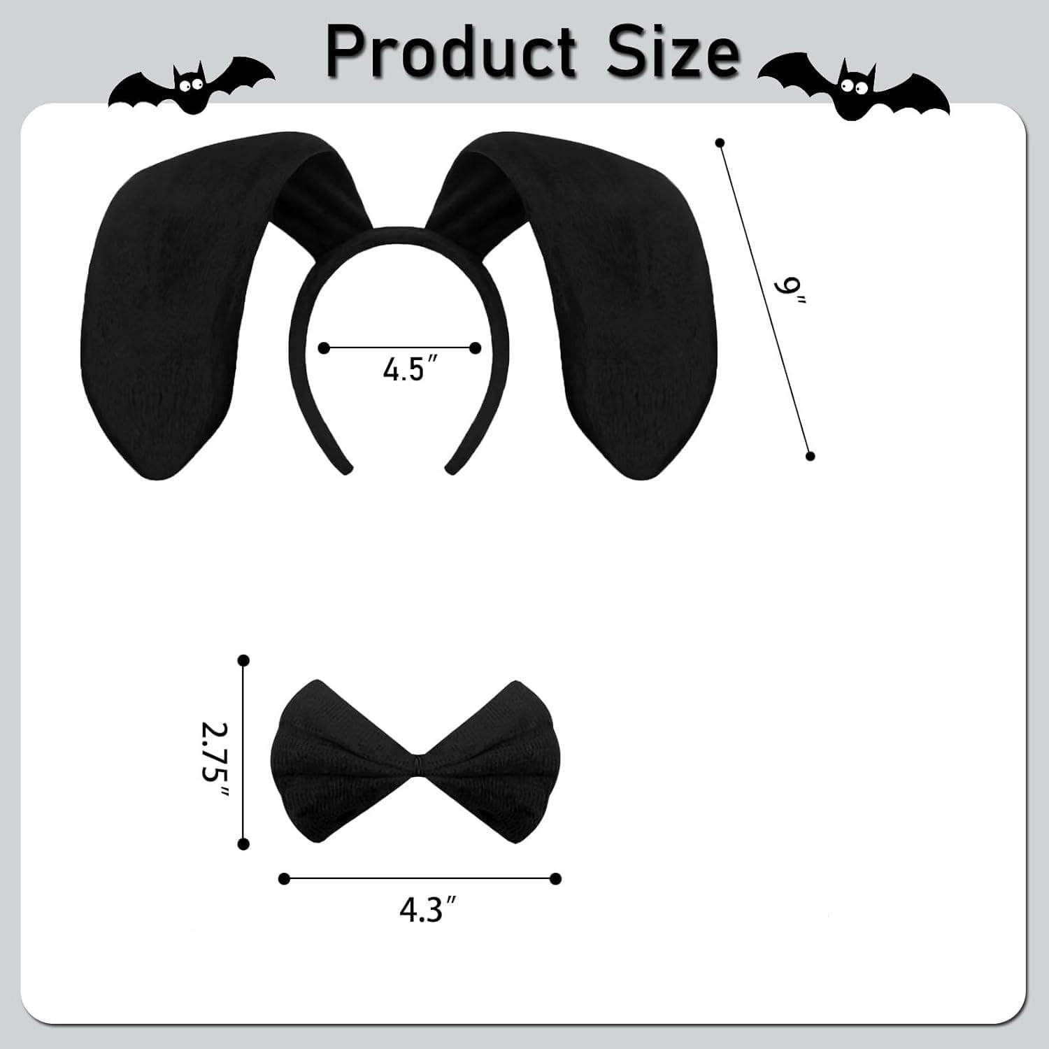 Dog Costume Set, Dog Ears Headband Tail Bow Tie Presents, Puppy Animal Ears Costumes Party Accessories for Women (Black, Pack of One) image number 3