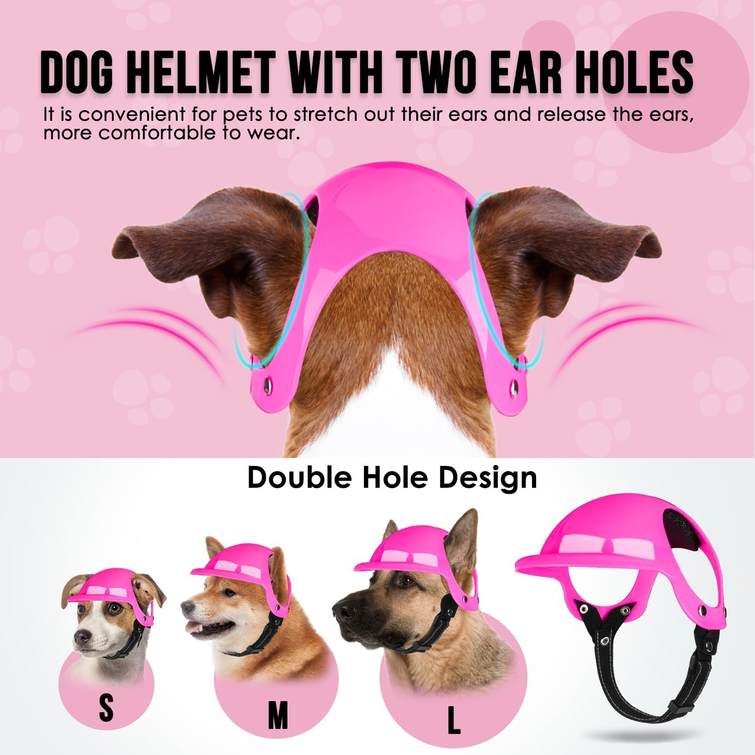 Slowton Pet Dog Helmet Goggles Set, Dust Wind UV Protection Dog Sunglasses, Pet Motorcycle Helmet Drop Resistant Hard Safety Hat with Ear Holes & Adjustable Belt, Eye Head Protection for Biking Riding image number 2