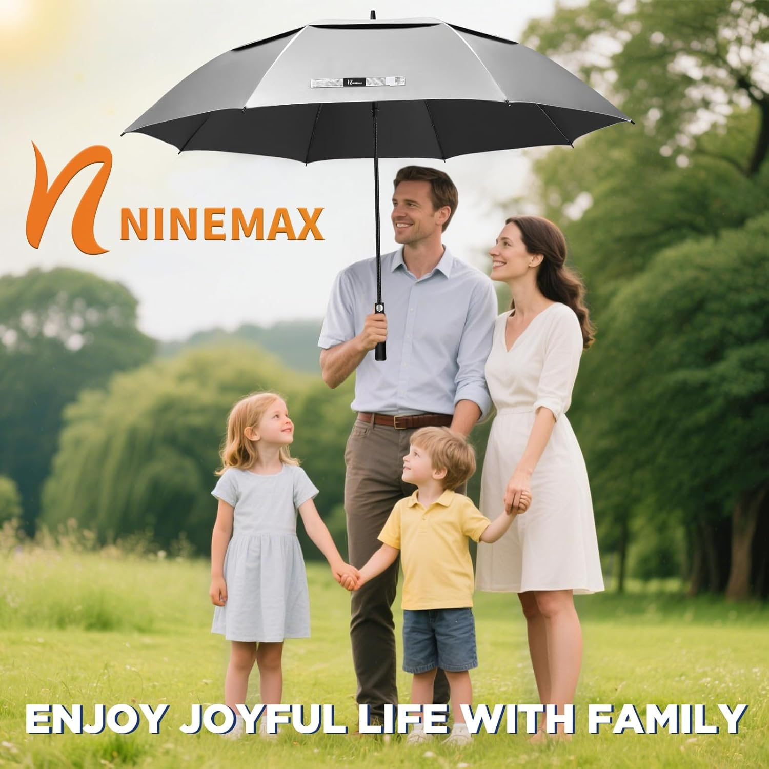 NINEMAX Golf Umbrella 68/62/ Inch UV Protection Large Umbrellas Windproof Double Canopy, Automatic Open Umbrellas