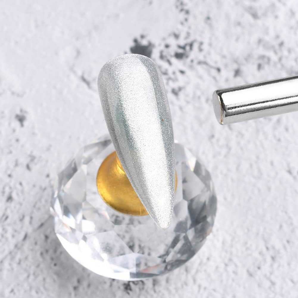 AKOAK 1 Pack Nail Cat Eye Cylindric Magnet Spar Thick Strong Magnetic Cat Eye 3 D Nail Art Magnetic Bar Double Head Magnet Pen UV Gel Nail DIY Tools Nail Accessories（Silver） image number 1