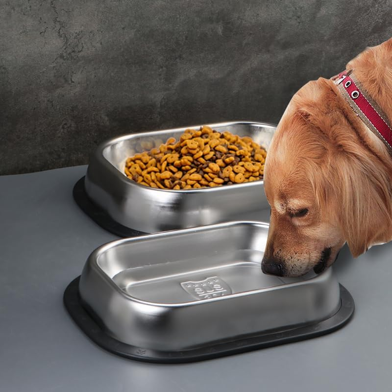 Stainless Steel Dog Bowl, Dog Bowl with Non-Slip Rubber Base, Water Bowl for Dogs, Large Dog Bowls, Metal Dog Bowls, Dog Bowls for Cats, Large Dog Bowls