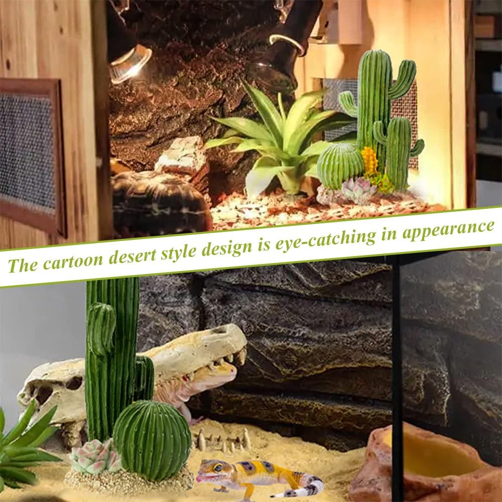 Artificial Cactus Statue/Simulated Cactus Ornament,Plants Terrarium Decoration & Desert Decor,Reptile Box Decoration for Reptile Animal Enclosures