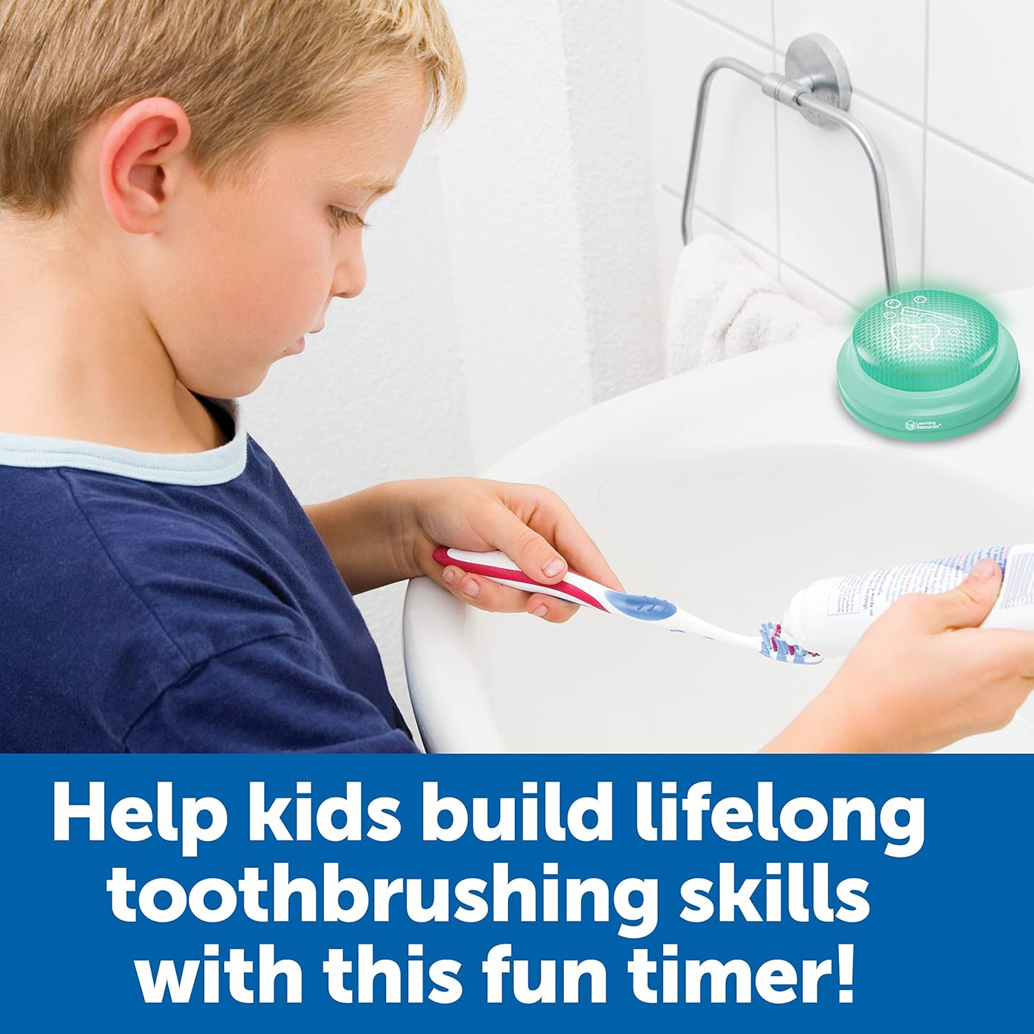 Learning Resources 2-Minute Toothbrushing Timer - Age 3+ Helps Kids Dental Health, Toddler Bathroom Timer for Kids image number 4