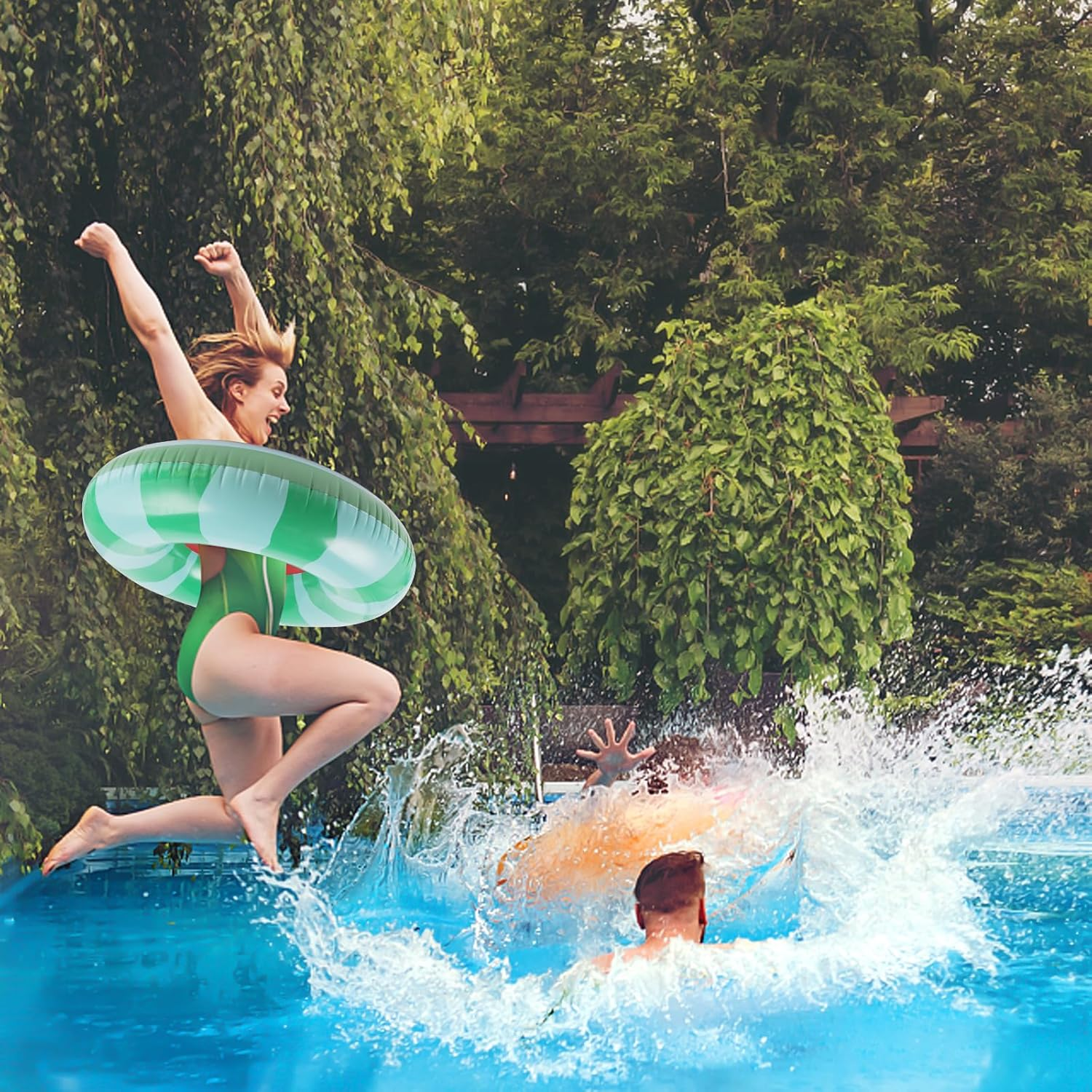 Schwimmreifen F&uuml;r Erwachsene, Schwimmring Donut Aufblasbarer Schwimmring 120Cm, Sommer Wasser Spielzeuge Schwimm Pool Ring image number 5