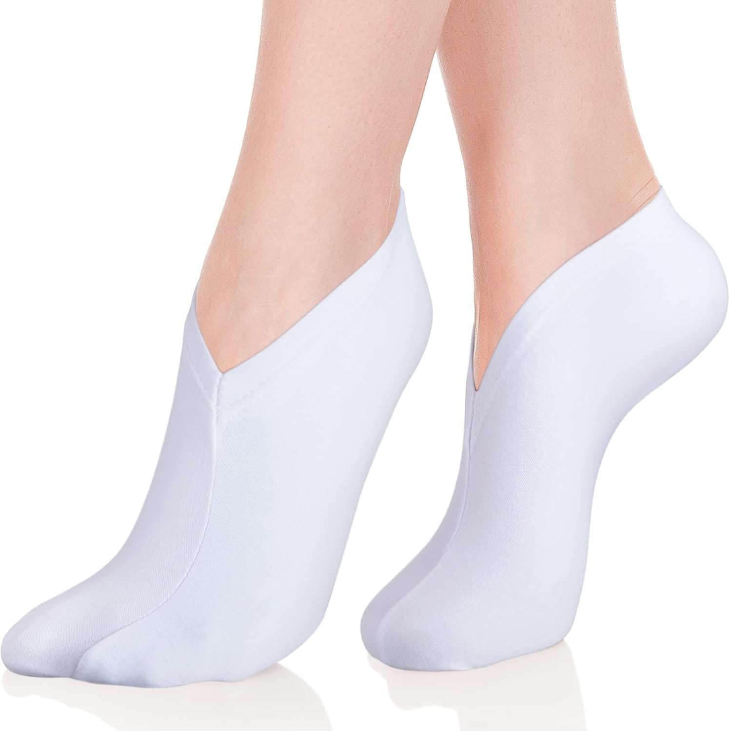 Geyoga 10 Pairs Moisturizing Socks Overnight for Dry Feet Spa Cotton Moisture Enhancing Cosmetic Socks for Women and Men, White image number 2