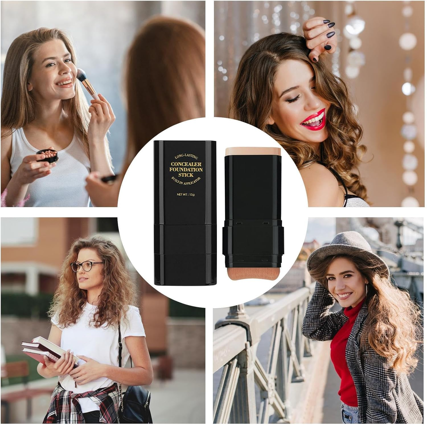 Concealer Foundation Stick - Full Coverage Foundation Stick | 15G Moisturizing Makeup for Women | Brightens Skin Tone, Non-Transfer, Dual-Ended Concealer Cream, Long-Lasting Face Primer for Ladies image number 3