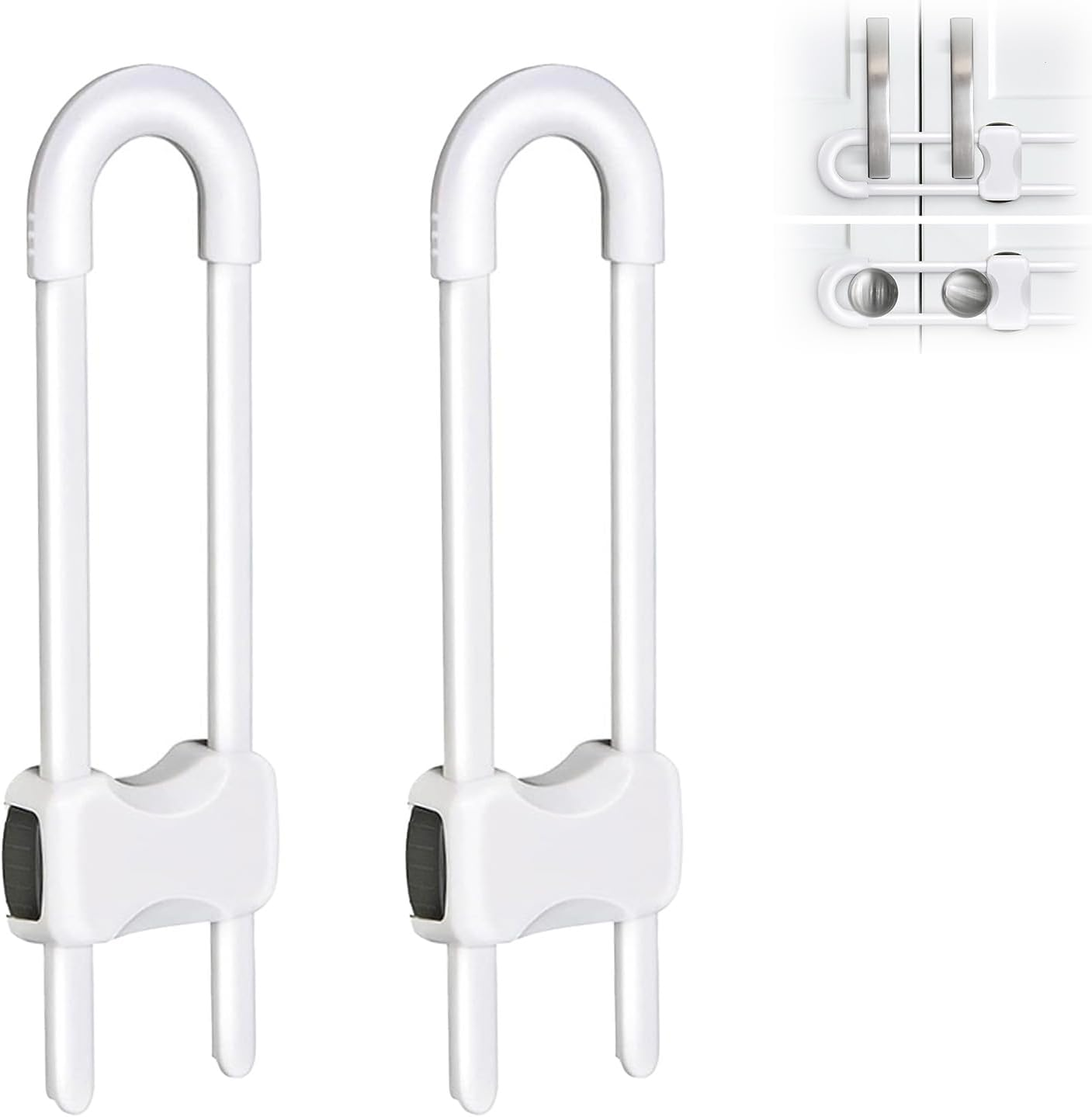 Cabinet Locks for Baby,2 Pack U Shaped Child Proof Cabinet Locks Baby Proofing Cabinets Adjustable Latches for Drawers, Baby Safety Secure Buttons Locks image number 2