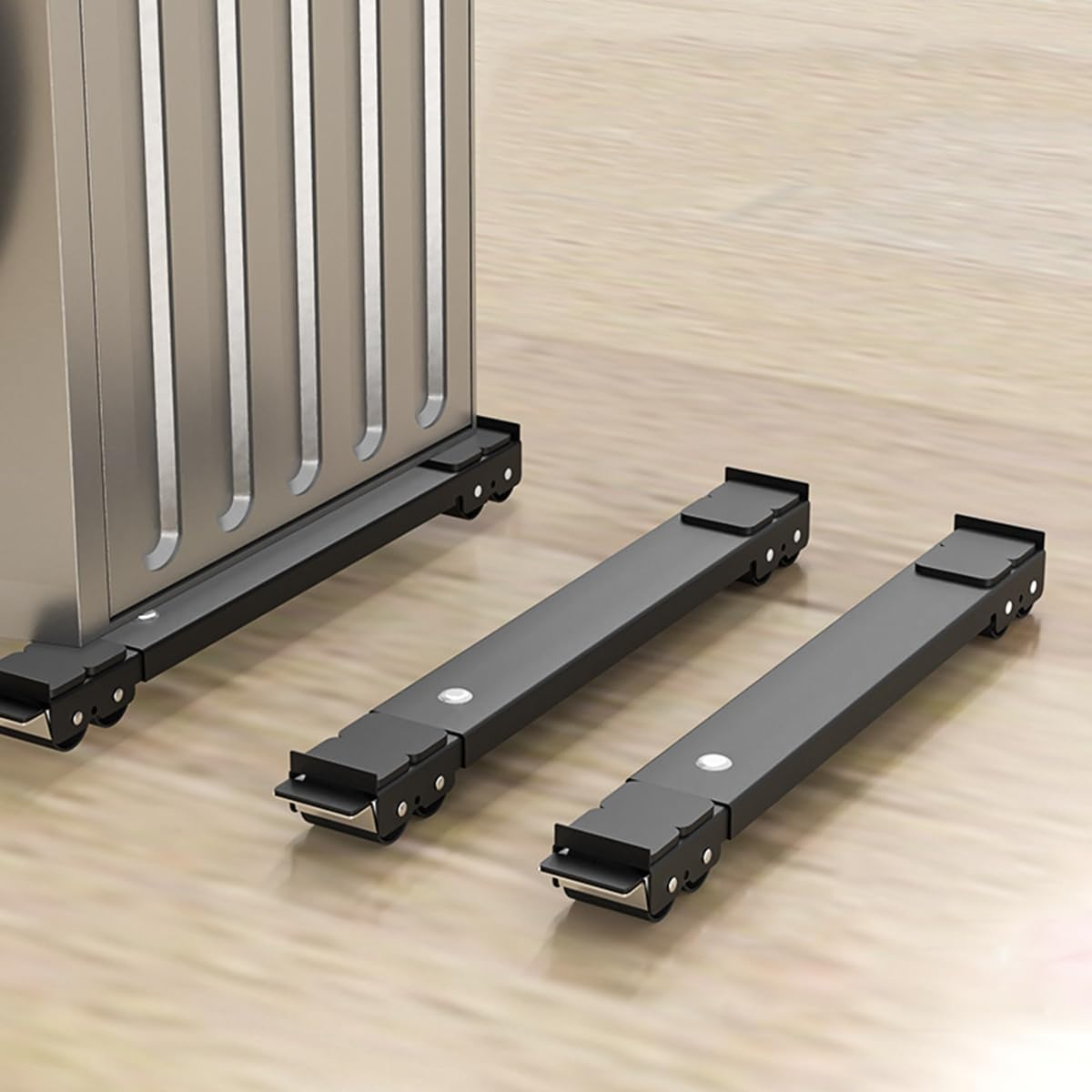 Universal Mobile Base Fridge Stand, Furniture Mobile Roller, Extendable Appliance Rollers Mobile Washing Machine Base, Moving Cart, for Washing Machines, Refrigerators, Dryers, Dishwashers (Black)