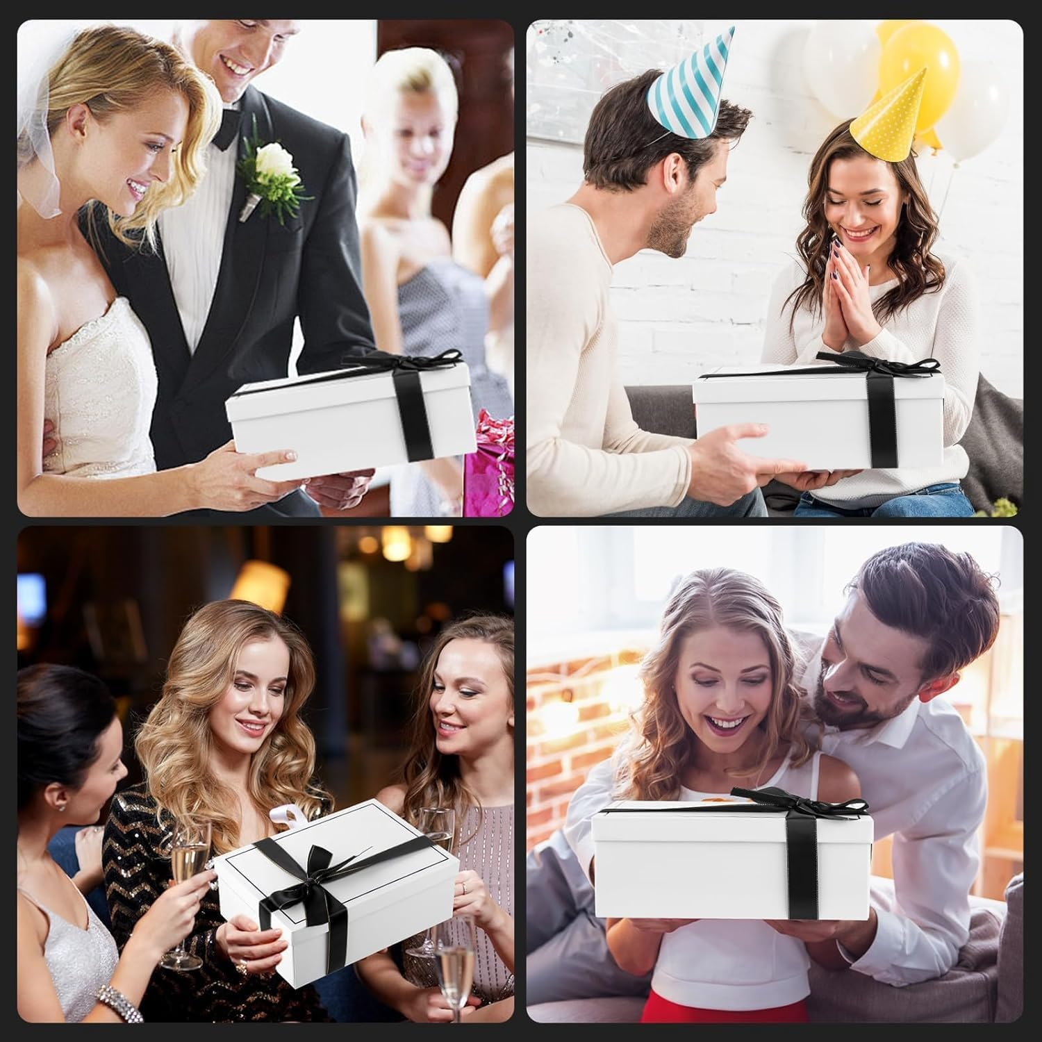 OSYLICT Gift Boxes with Lids,Wrap Box with Card, Ribbon, Raffia Shredded Paper. Gift Box for Presents,Christmas,Weddings, Birthdays,Bridesmaids (White) image number 5