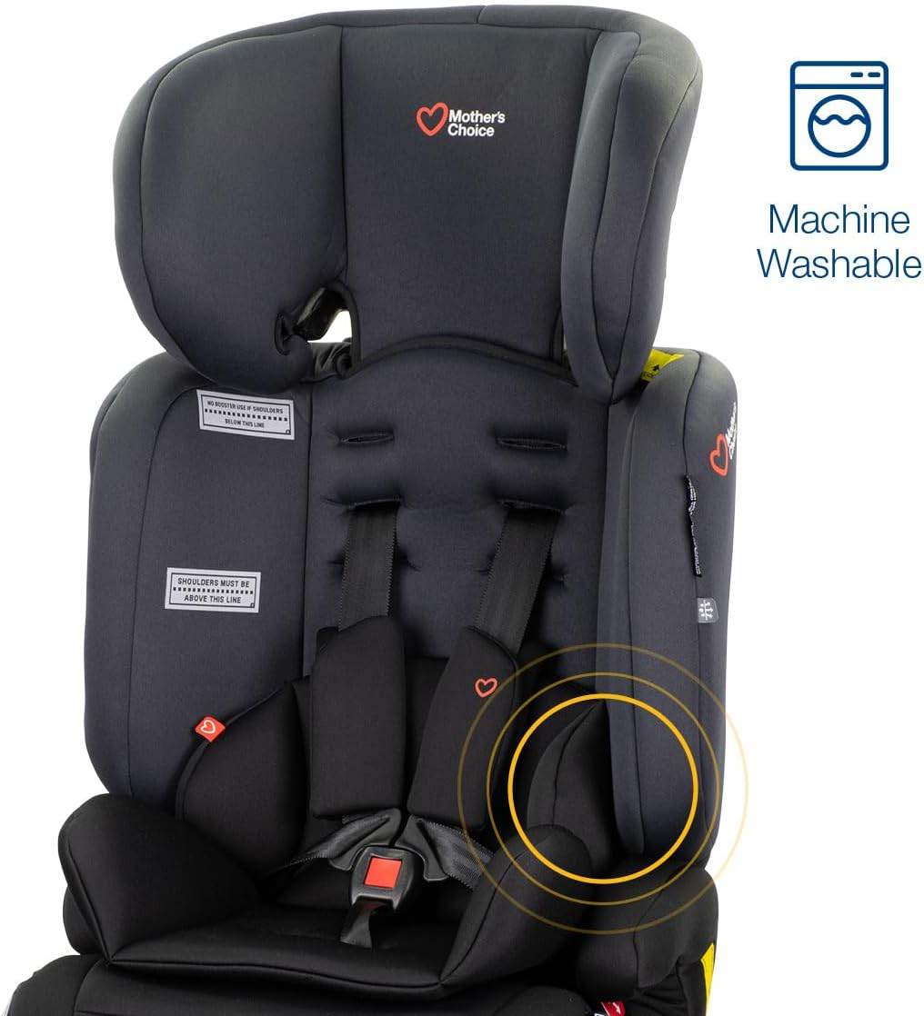 Mother'S Choice Pace Convertible Booster Seat - 6 Months to 8 Years, Adjustable 5-Point Harness to Vehicle Seat Belt, Easy Installation, 3-Across Narrow Design, with Cup Holders and Washable Cover image number 2