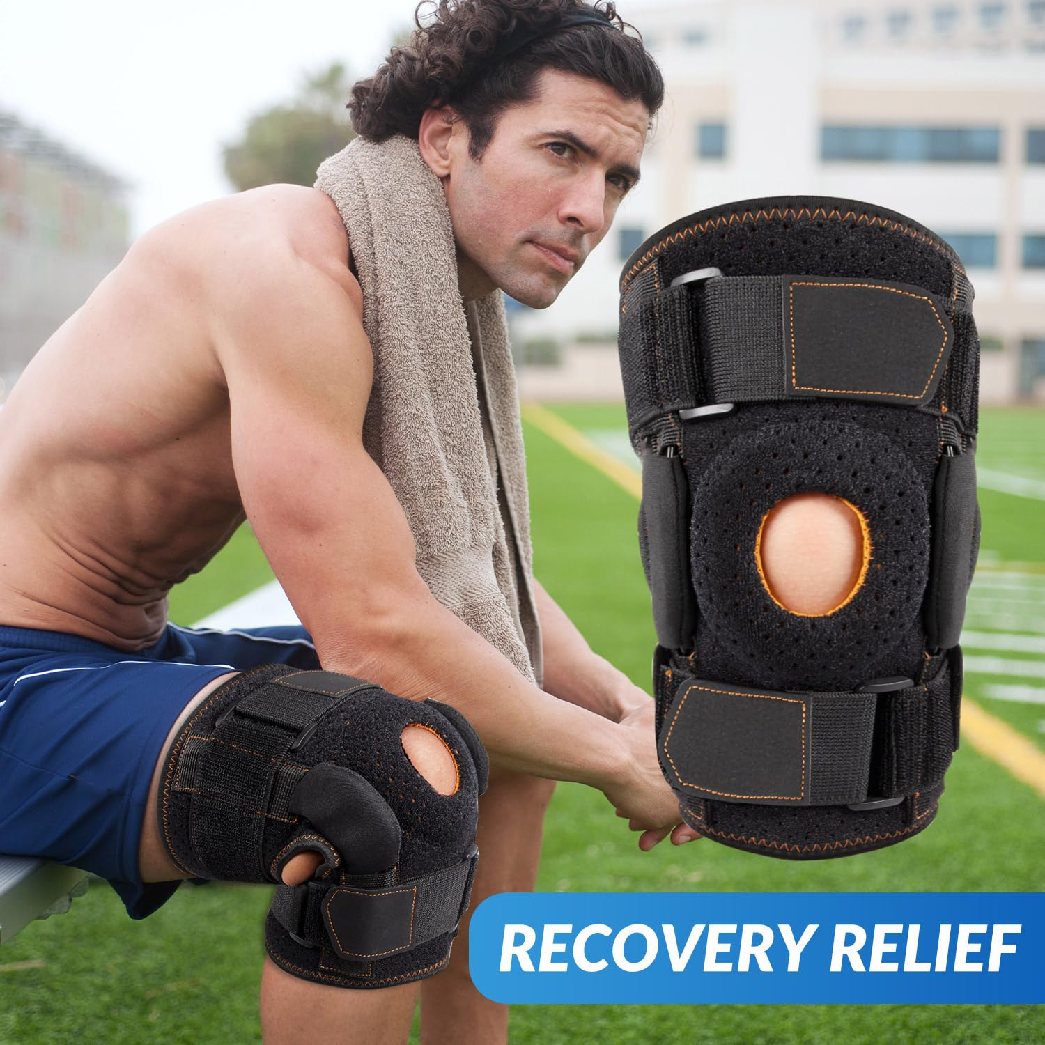 AUTOWT Professional Hinged Knee Brace, Adjustable Compression Knee Support Wrap for Men Women, Open Patella Knee Wrap for Running, Arthritis, Meniscus Tear, ACL, MCL, Injury Recovery, Pain Relief (M) image number 2