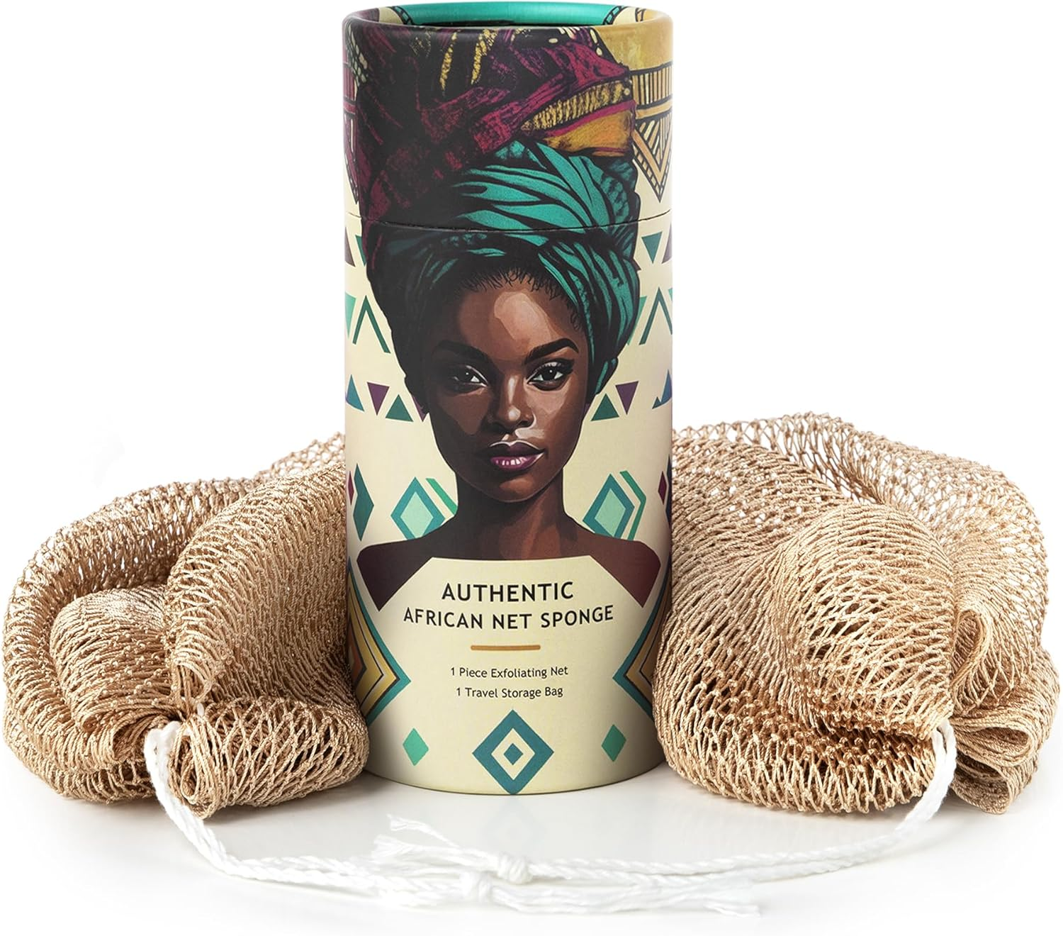 African Net Sponge Authentic - Real African Exfoliating Body Scrubber Sponge with Knots - Shower Washcloths for Exfoliator - Body Care Bathing Accessories image number 1