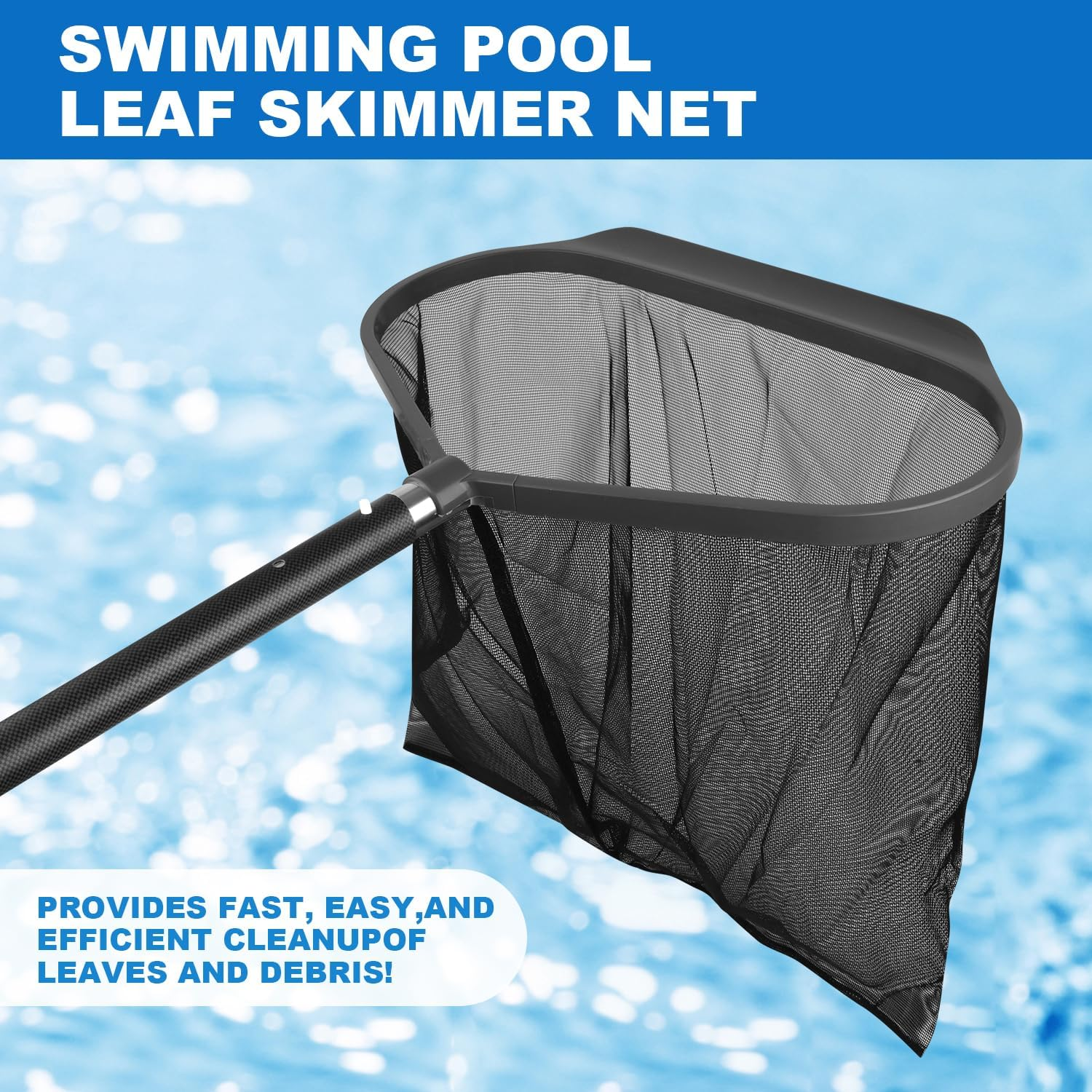 Pool Net Skimmer Heavy Duty, Swimming Pool Leaf Skimmer Net for Cleaning, Swimming Pool Leaf Skimmer Rake Net with Fine Mesh Fits All Standard Poles (Pole Not Included) image number 4