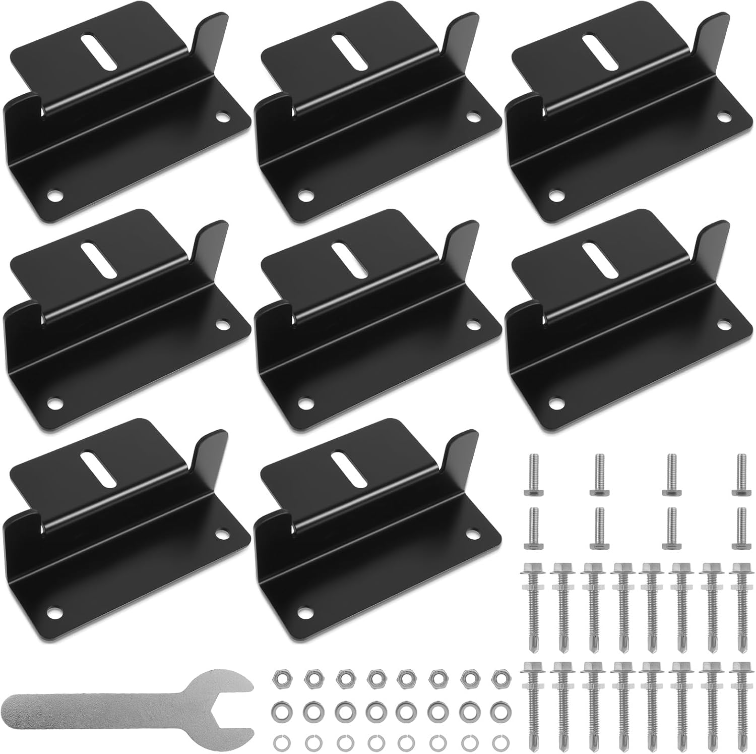 8Pcs Solar Panel Z Bracket Holder Kit Aluminum Alloy Solar Panel Mounting Bracket with Screws Mounting Hardware for RV Roof..(Black,9-Piece Set) image number 3