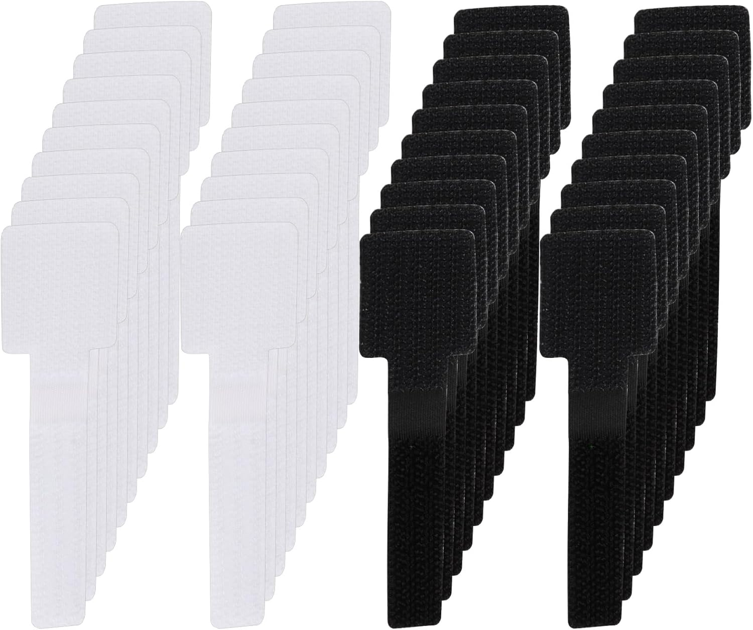 40 Pcs Hook and Loop Velcro Cable Ties - Reusable Strong Adhesive Cord Organizers for Desk/Home/Office - No Residue Heavy Duty Cable Management Straps, Electrical and Wiring (White & Black)