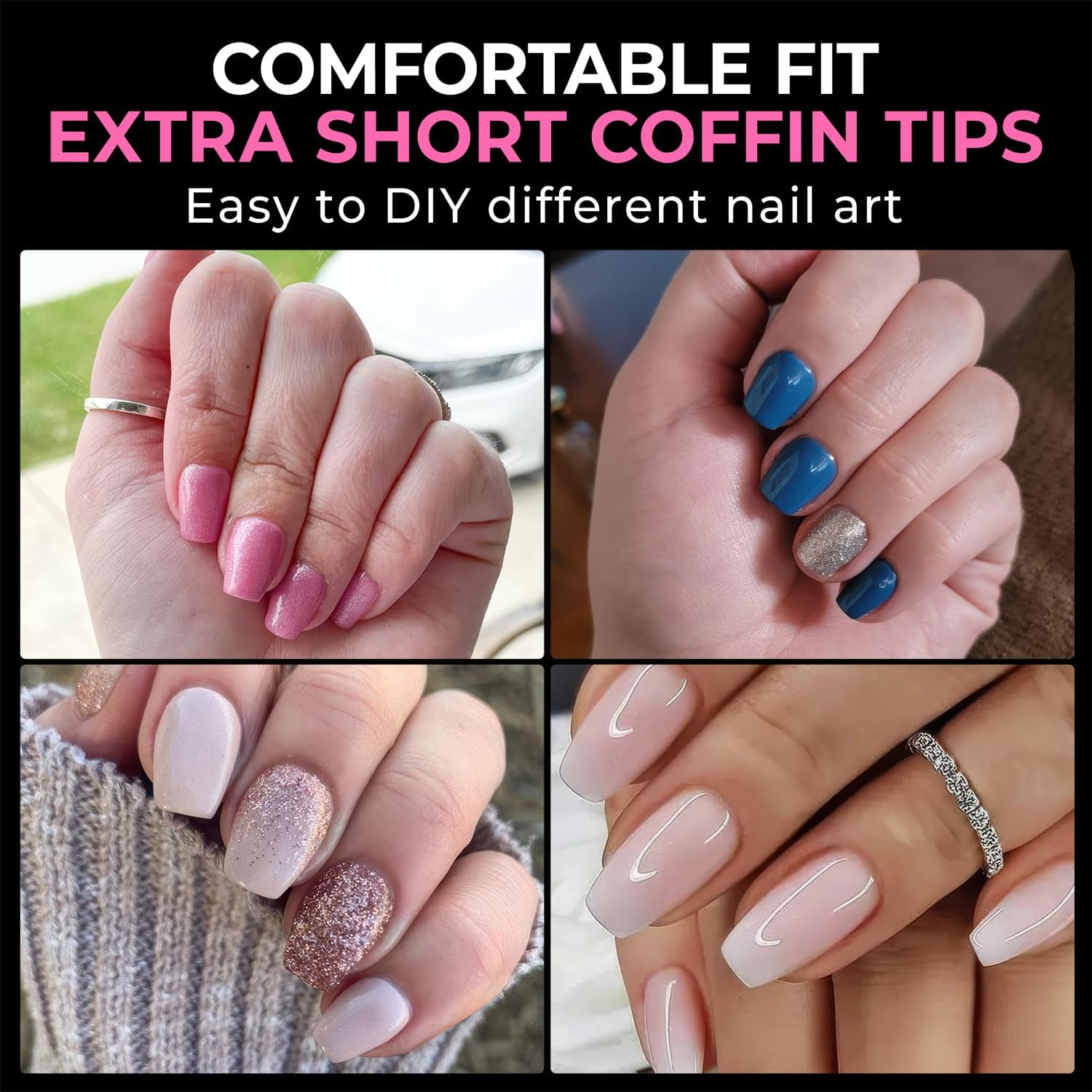 UNA GELLA Extra Short Coffin Nails XS 216Pcs Pre-Shape Press on Nails Extra Short Coffin Gel Tipsfull Cover Acrylic Fake False Nails Extension 12 Sizes Gelly Tips image number 1