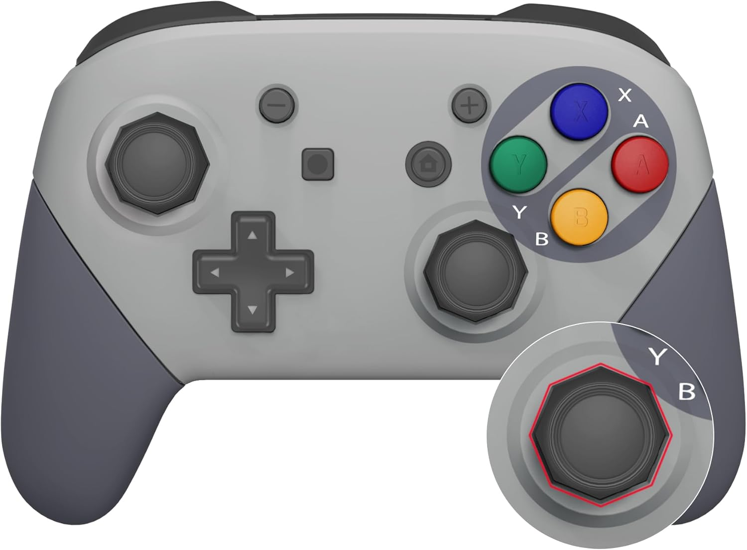 Extremerate Classic NES Style Faceplate Backplate Handles Cover, Octagonal Gated Sticks Design DIY Replacement Grip Housing Shell for Nintendo Switch Pro Controller- Controller NOT Included