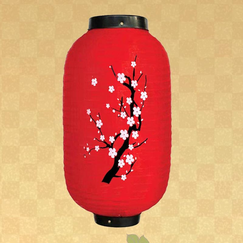 Nvzi Traditional Japanese Style Lantern 8 X 14 Inch, Set of 4 Waterproof Indoor Outdoor Festival Theme Birthday Party Home Yard Lanterns Japanese Eateries Decor，Red B