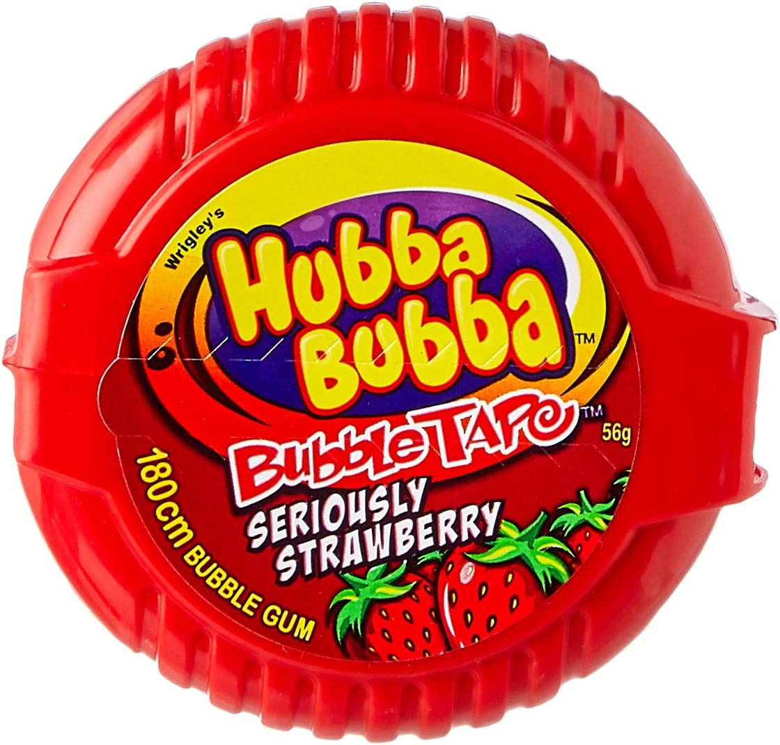 Hubba Bubba Strawberry Flavour Bubble Gum Tape, 56 Grams X 12
